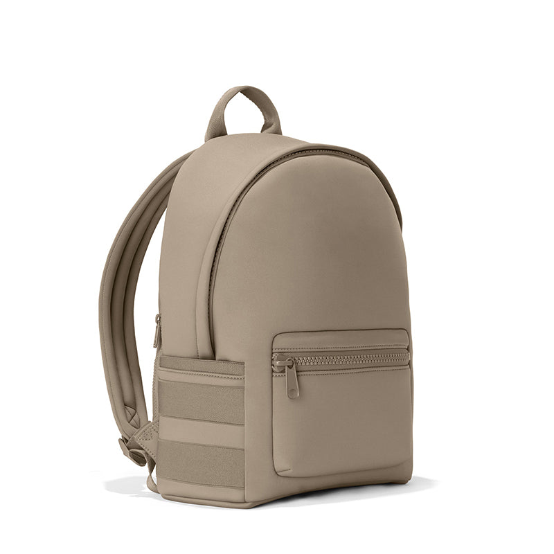 beige backpack back view with straps, eco-friendly lifestyle accessory