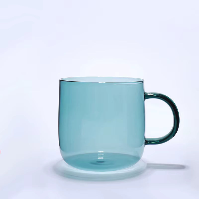 pink glass mug product photo isolated, pastel transparent mug for custom branding