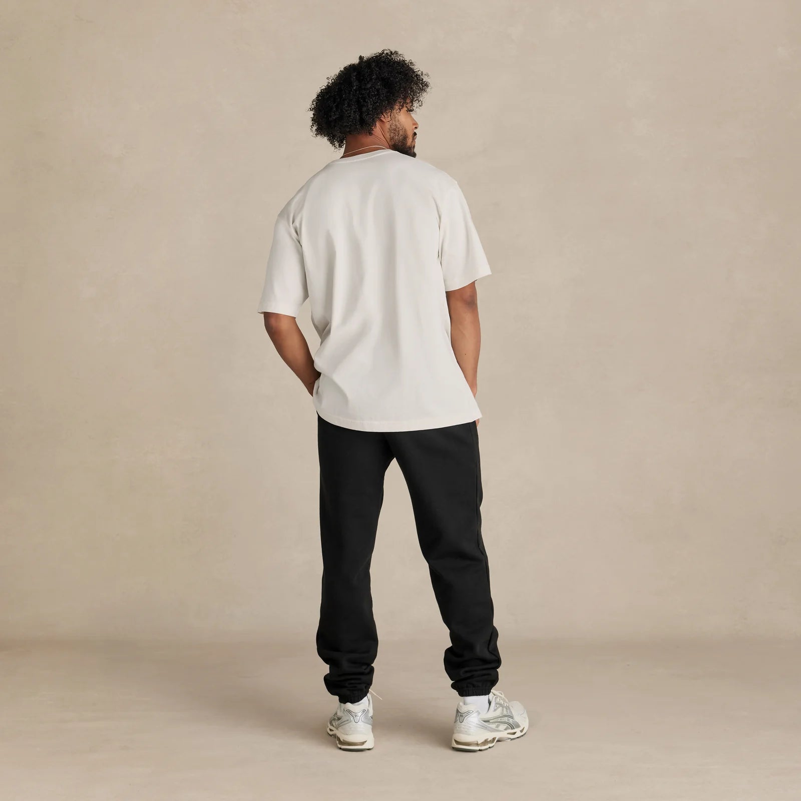 The Easy Fit Tee off white t-shirt worn by male model back view