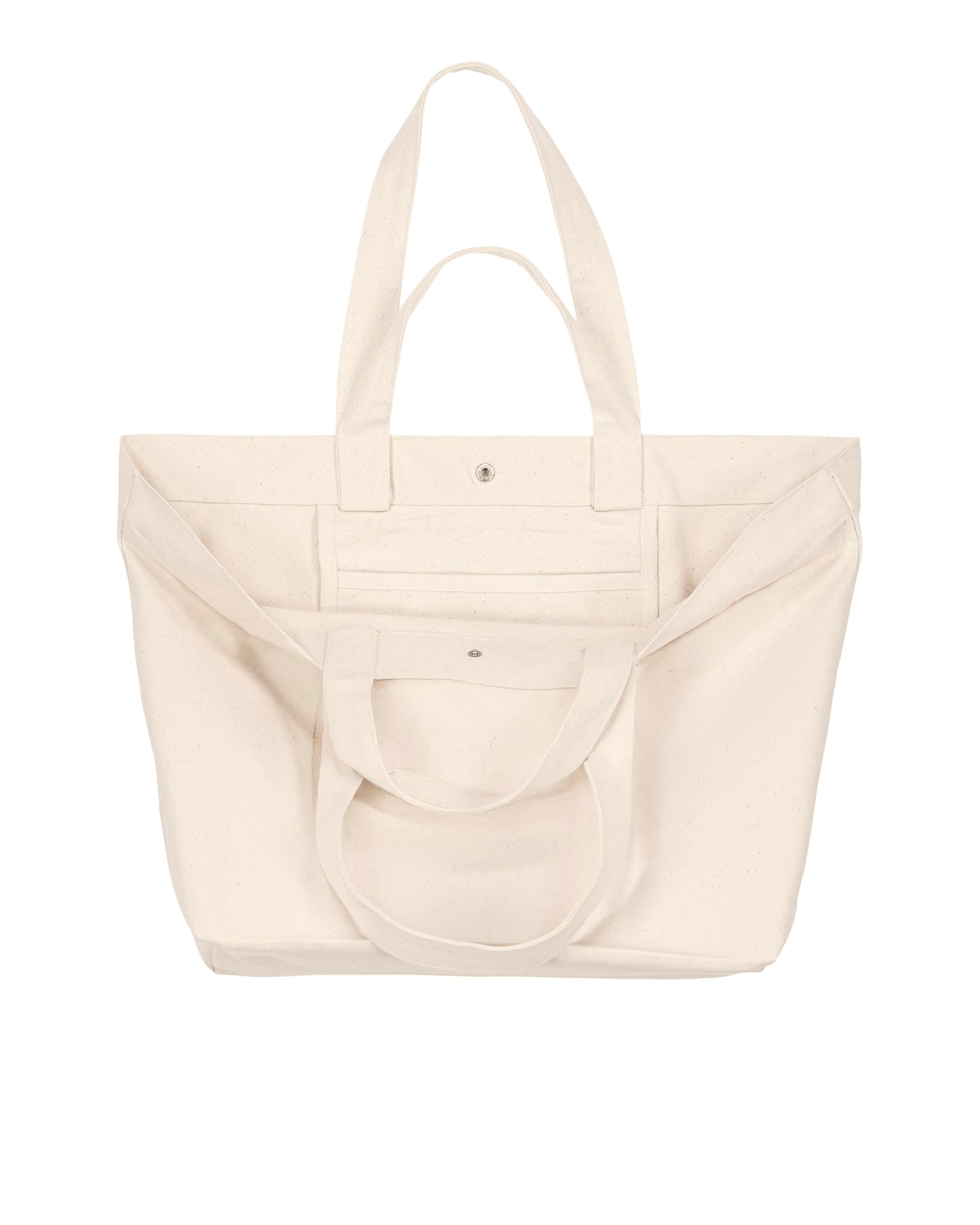 natural beige structured canvas tote bag flat front view
