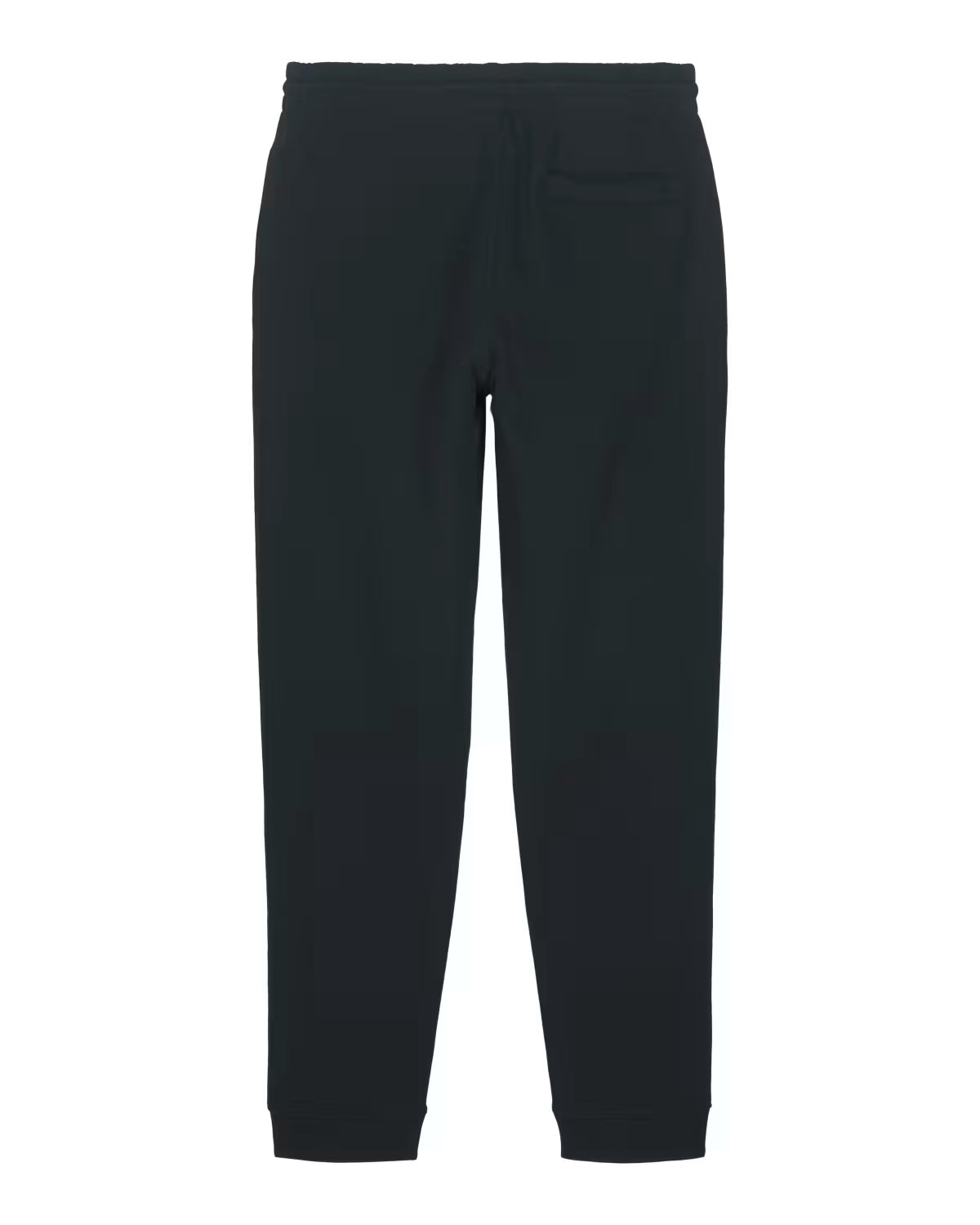 men’s black jogger pants front view, eco-friendly cotton custom merchandise