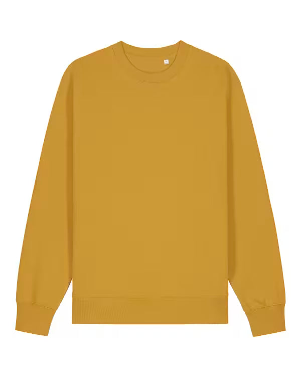 mustard yellow unisex crewneck sweatshirt flat front view