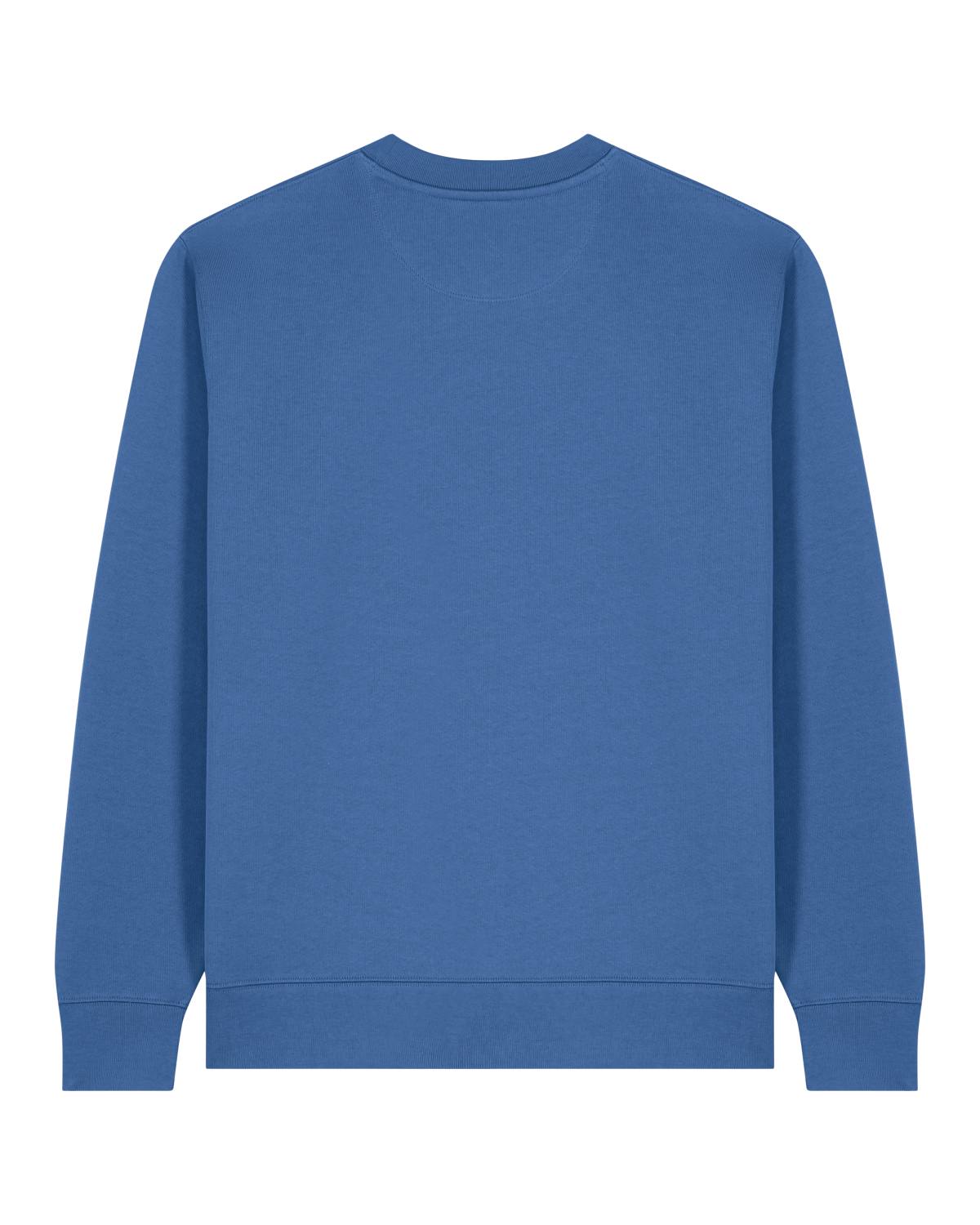 Blue unisex cotton sweatshirt on a white background