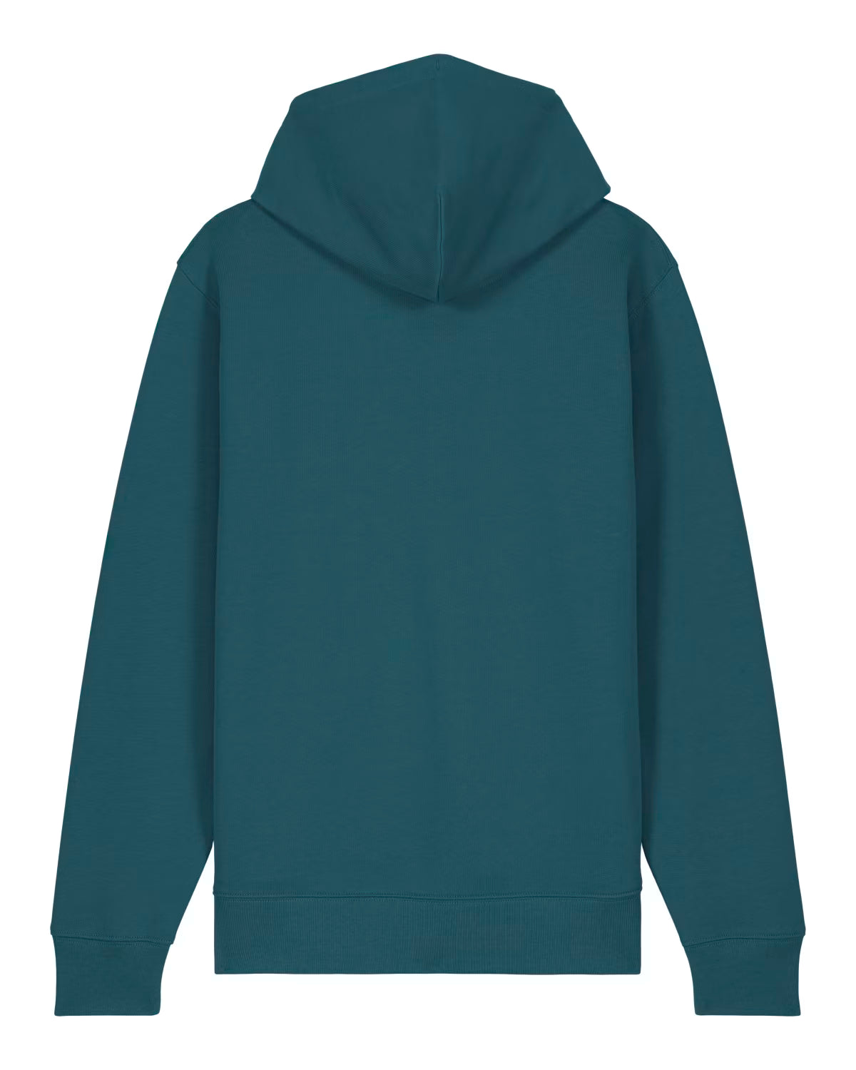 Back view a Teal hoodie shown on a white background