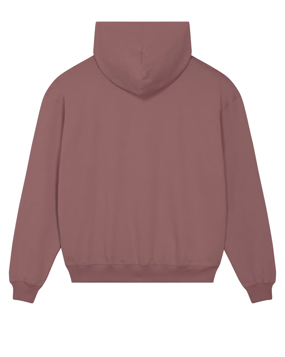 back view of a dusty rose unisex cotton hoodie isolated on white background