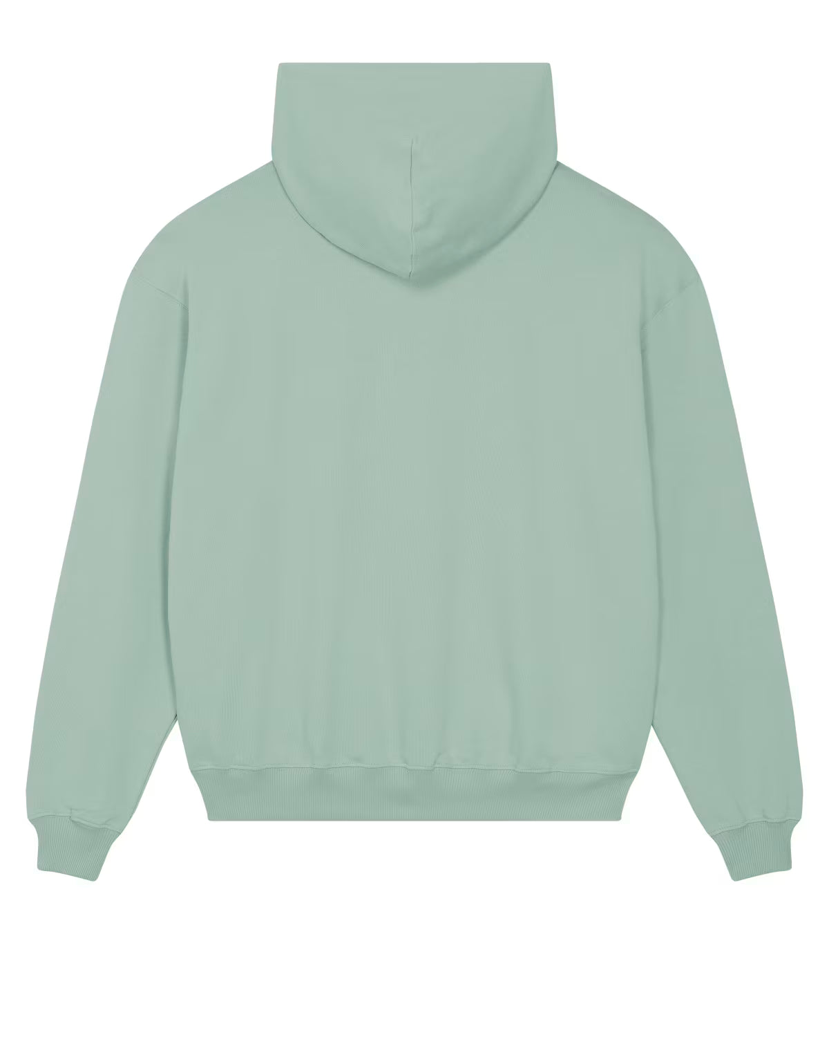 back view of a mint green unisex cotton hoodie isolated on white background