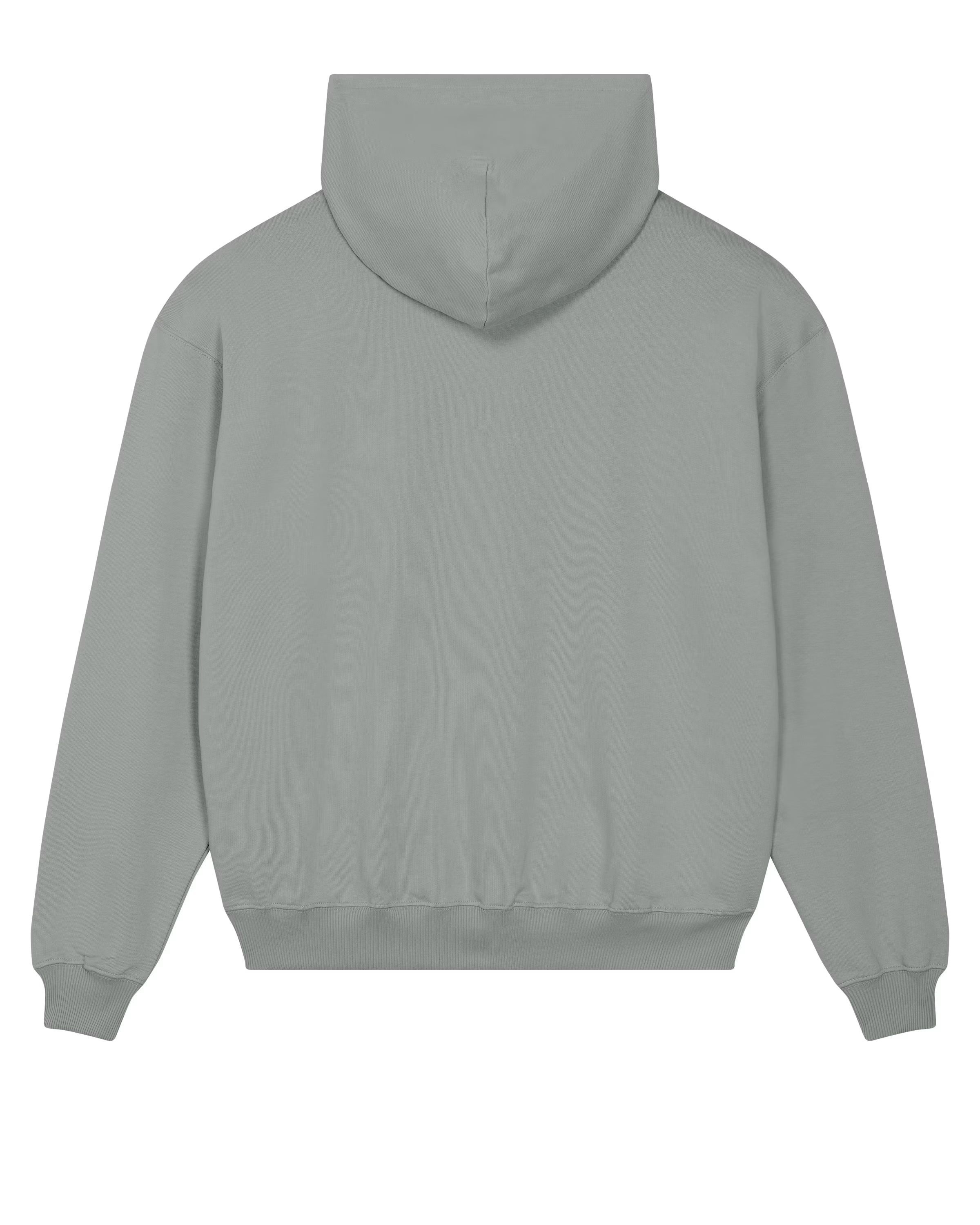 back view of a sage green unisex cotton hoodie isolated on white background