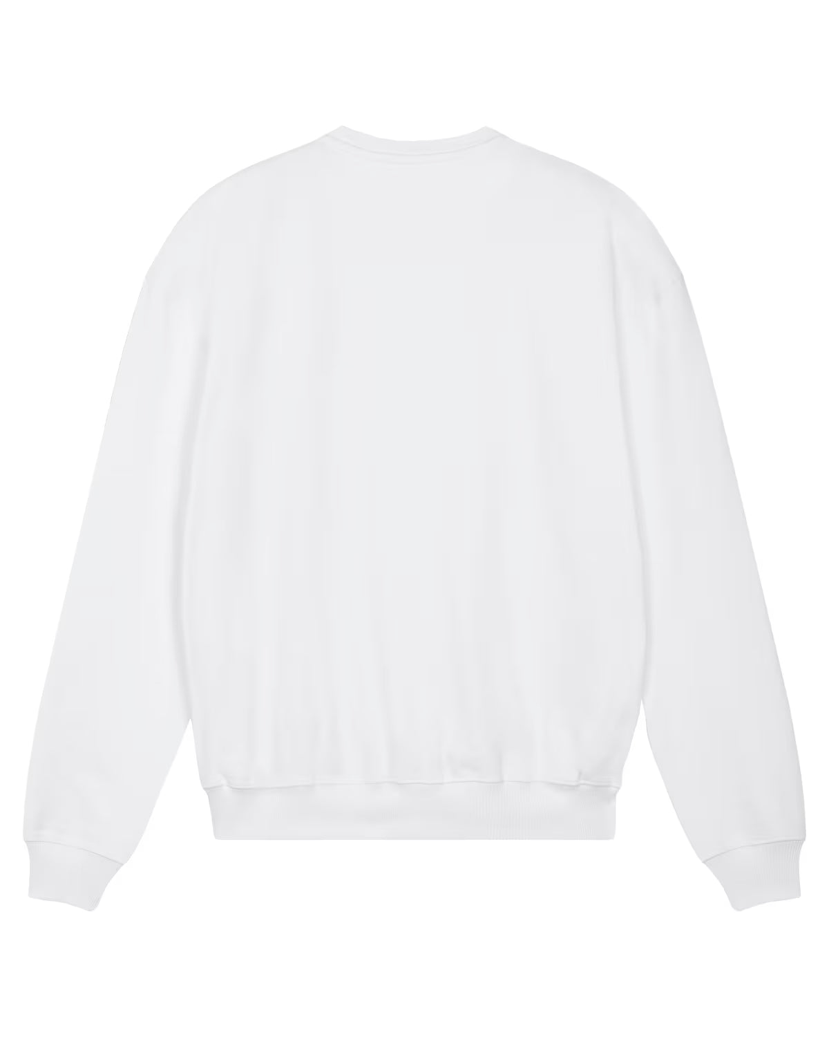 Back view of a white unisex cotton hoodie isolated on white background