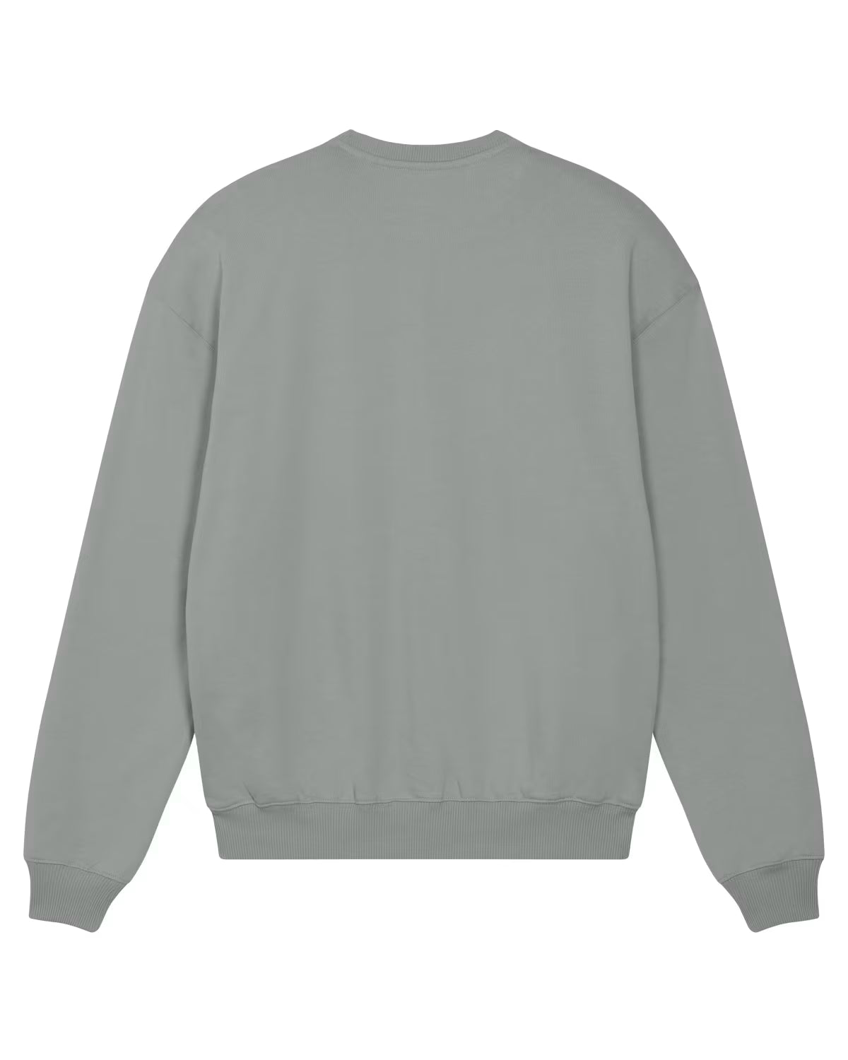 Back view of a black unisex cotton hoodie isolated on grey background