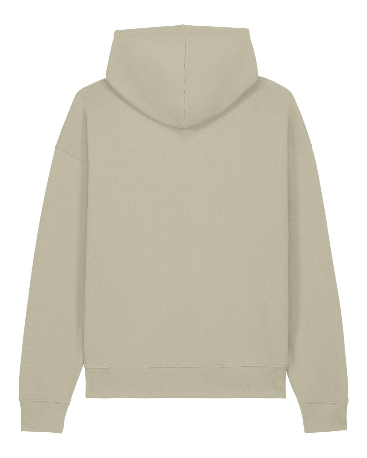 light gray  unisex cotton hoodie shown from the back on a white background