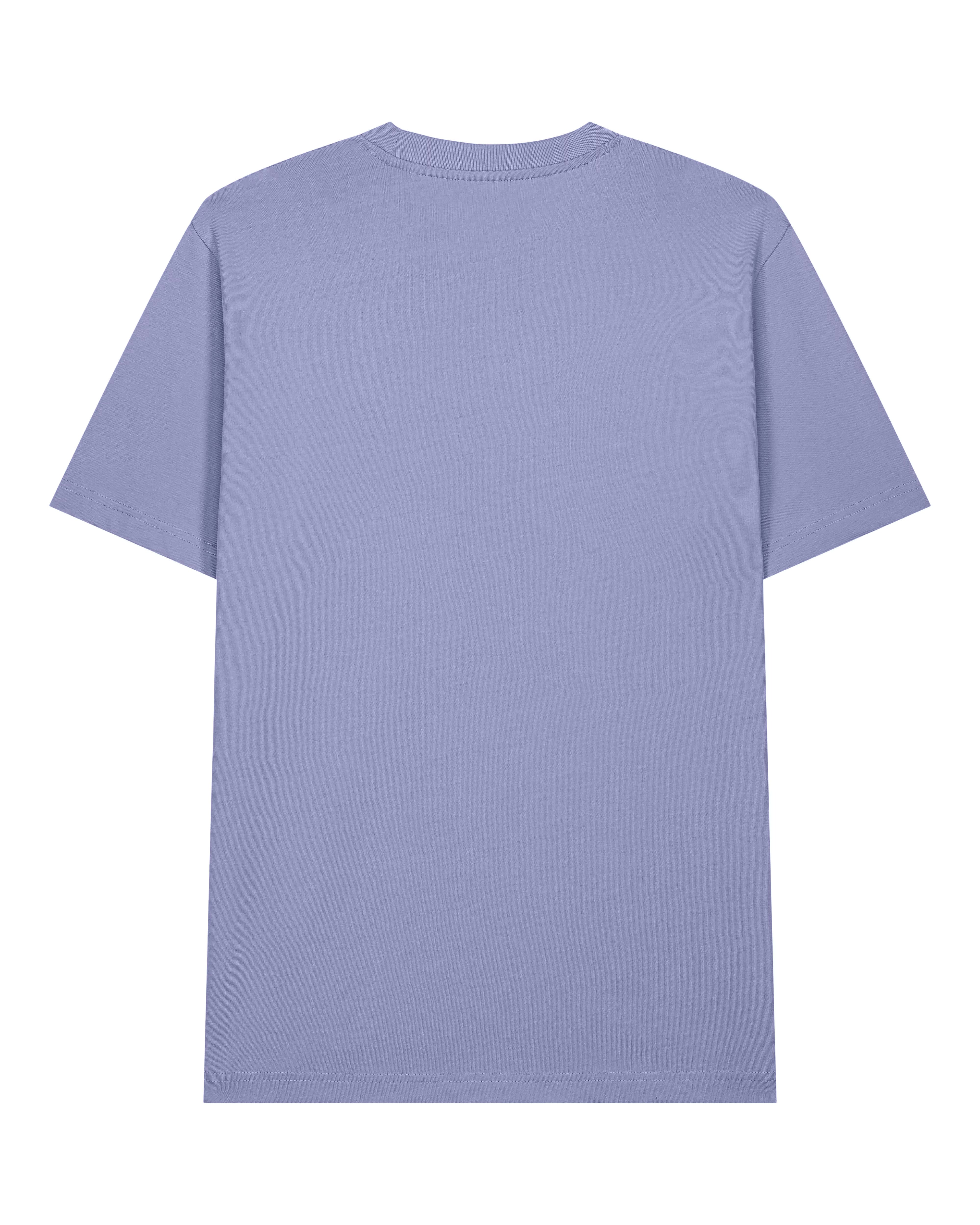 soft lavender unisex cotton t-shirt flat front view, organic customizable apparel