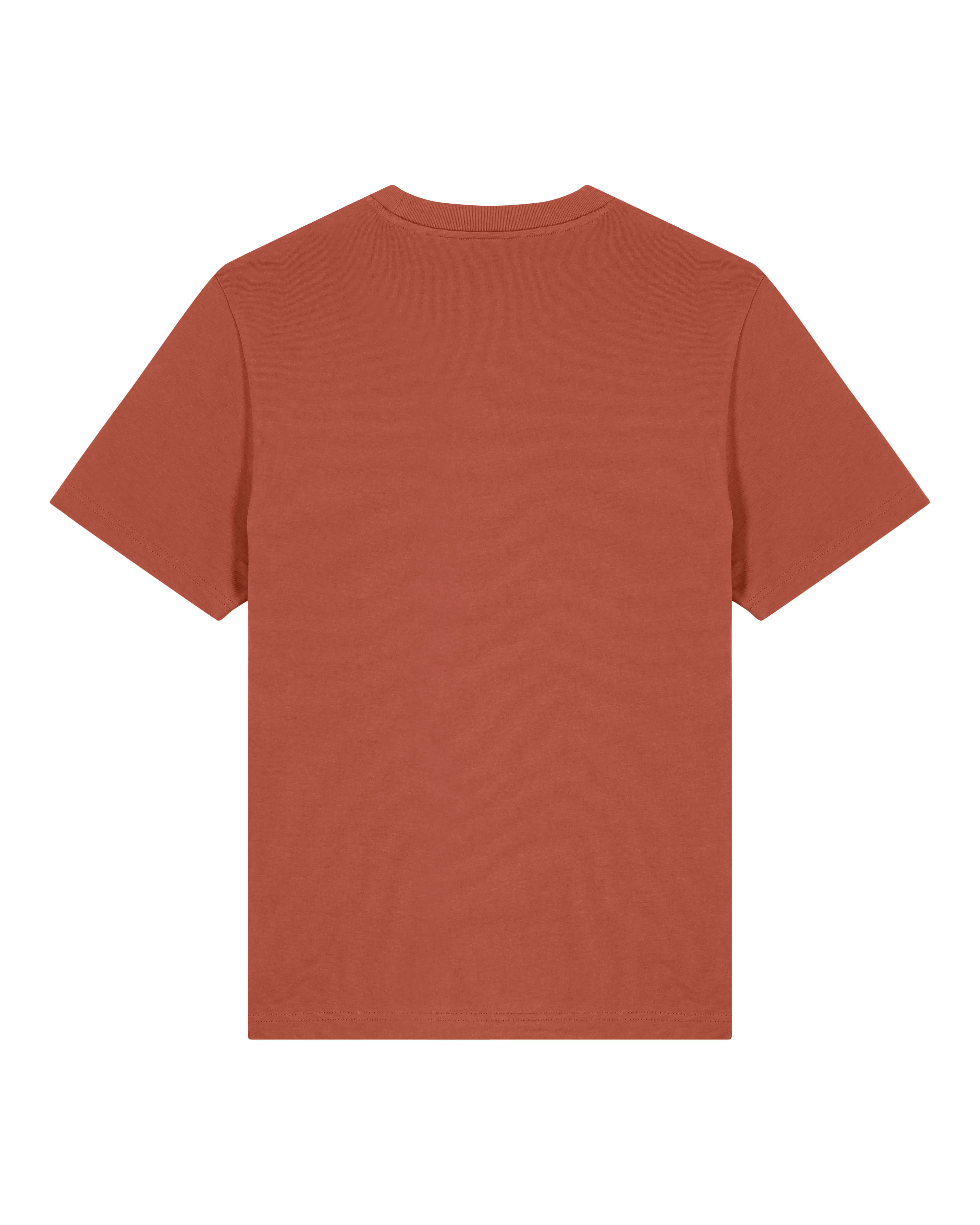 brick red unisex cotton t-shirt flat front view