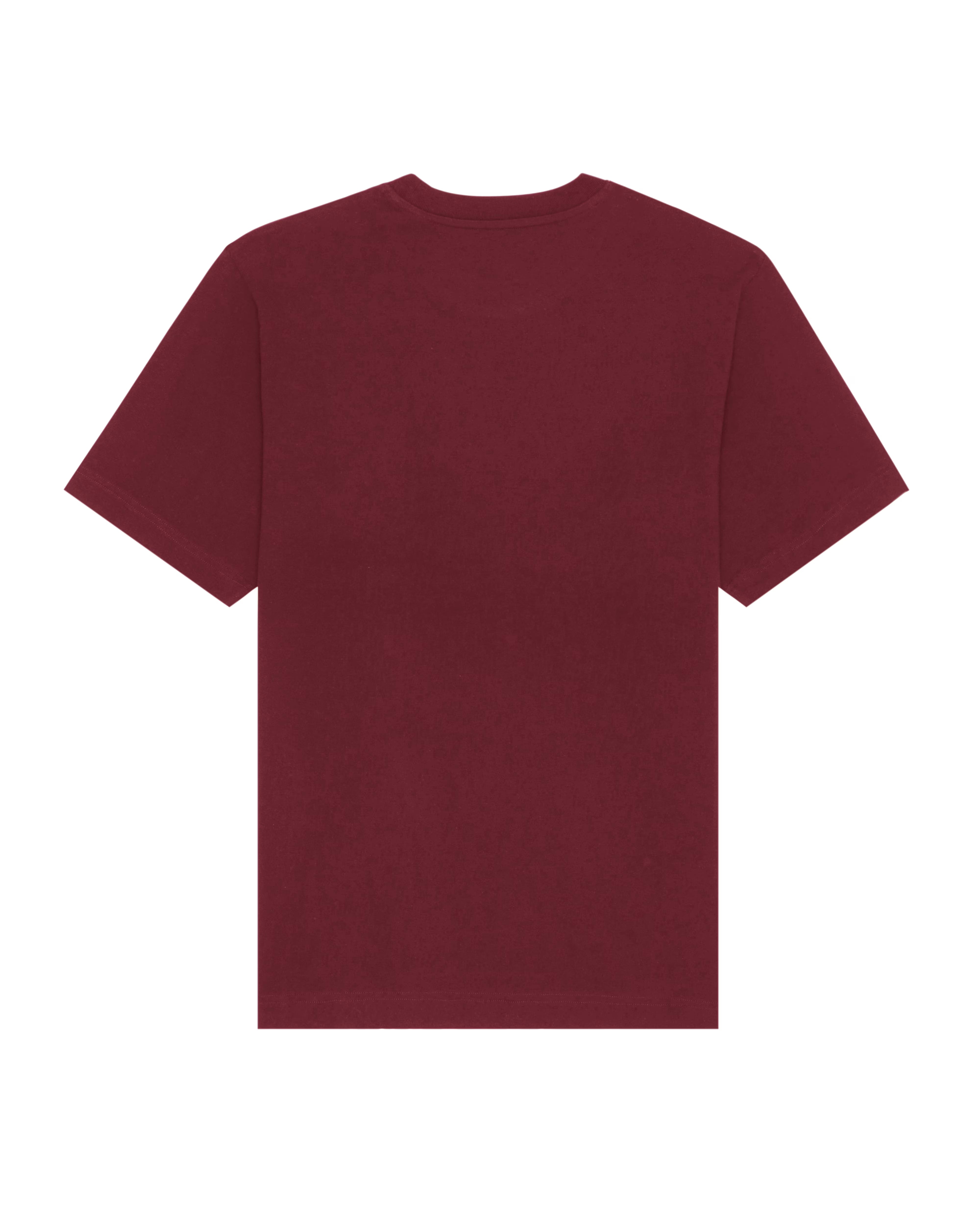 deep burgundy unisex cotton t-shirt flat back view