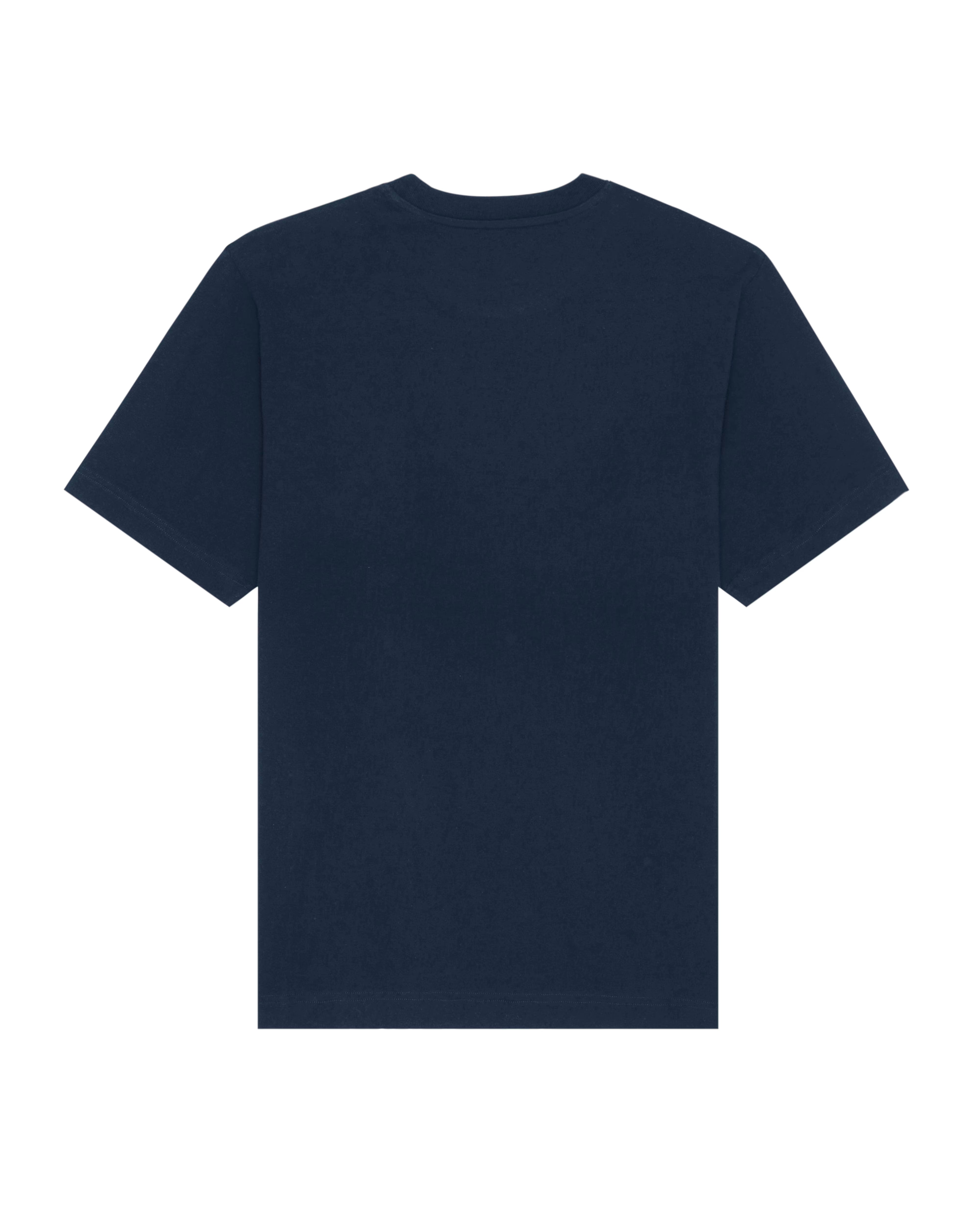 navy blue unisex cotton t-shirt flat front view