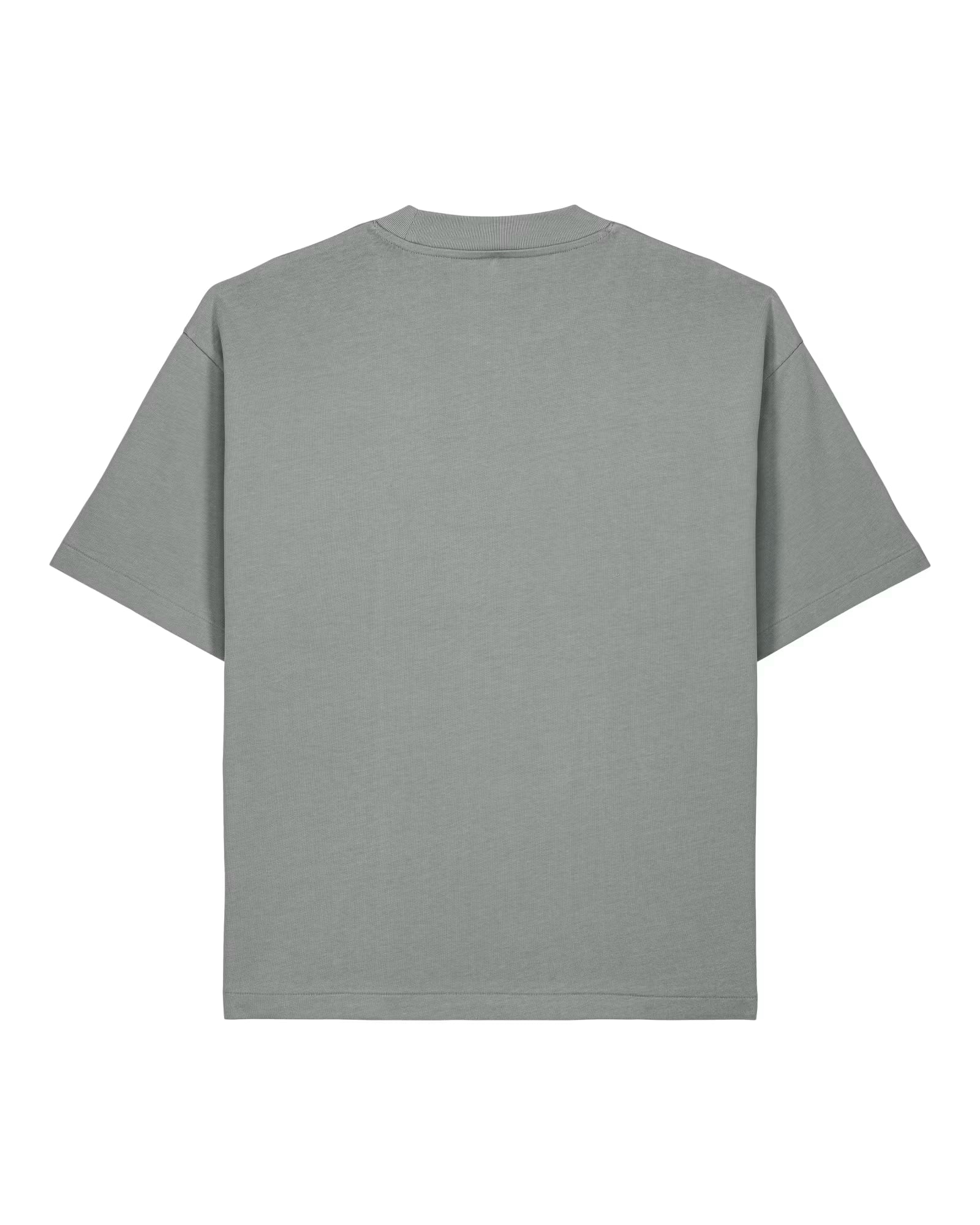 Back view of a grey cotton t-shirt isolated on white background
