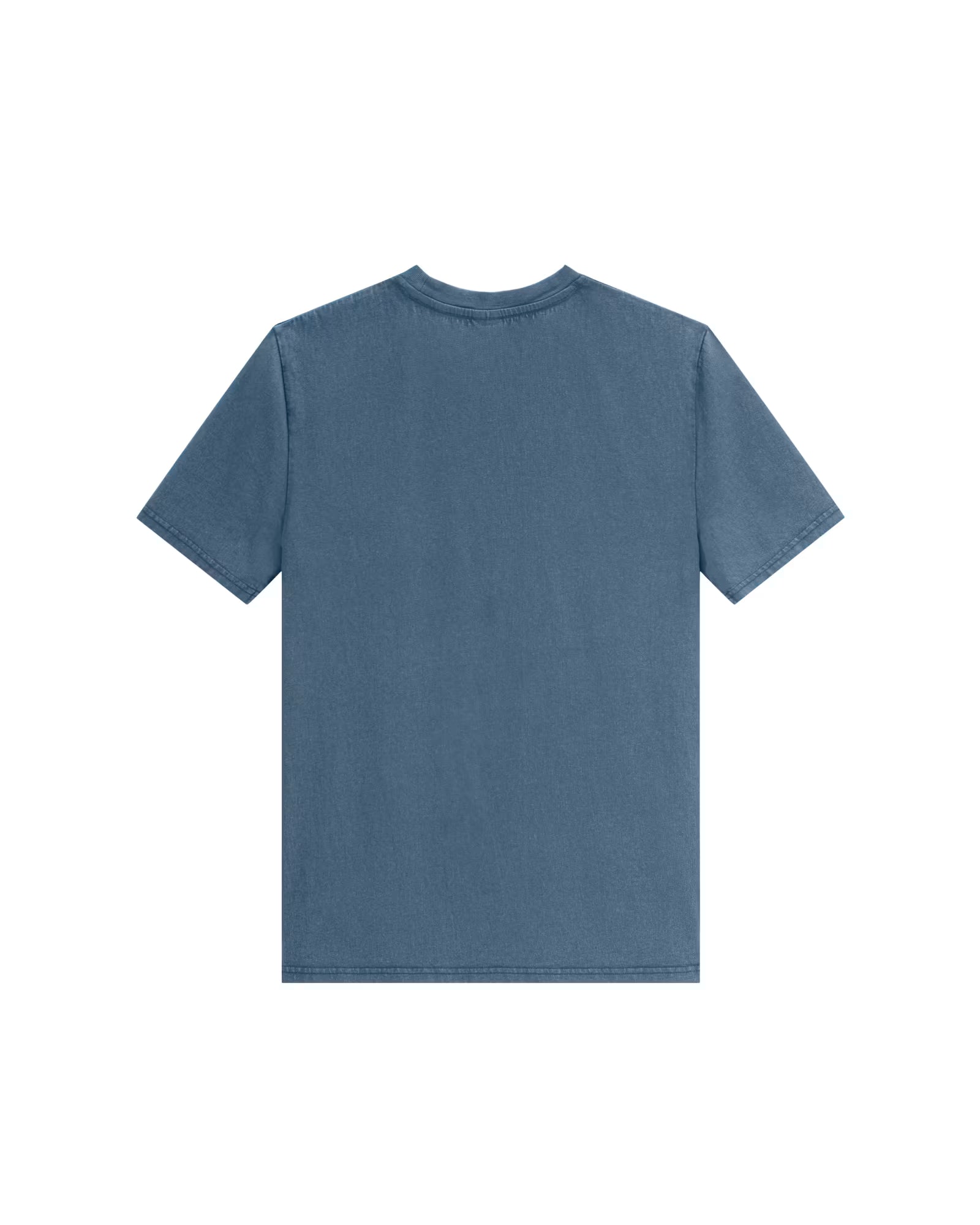 steel blue unisex cotton t-shirt on model