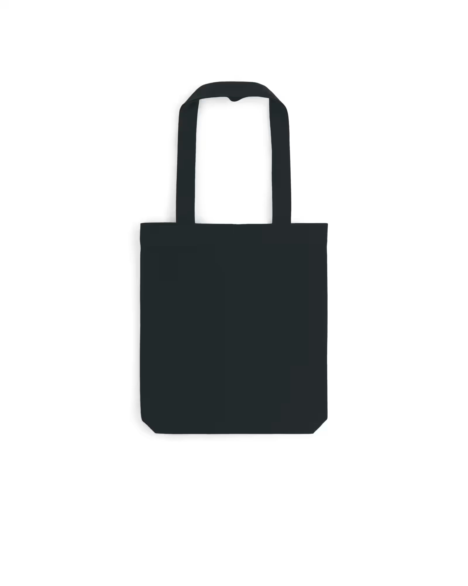 Black cotton canvas tote bag with long handles and structured shape