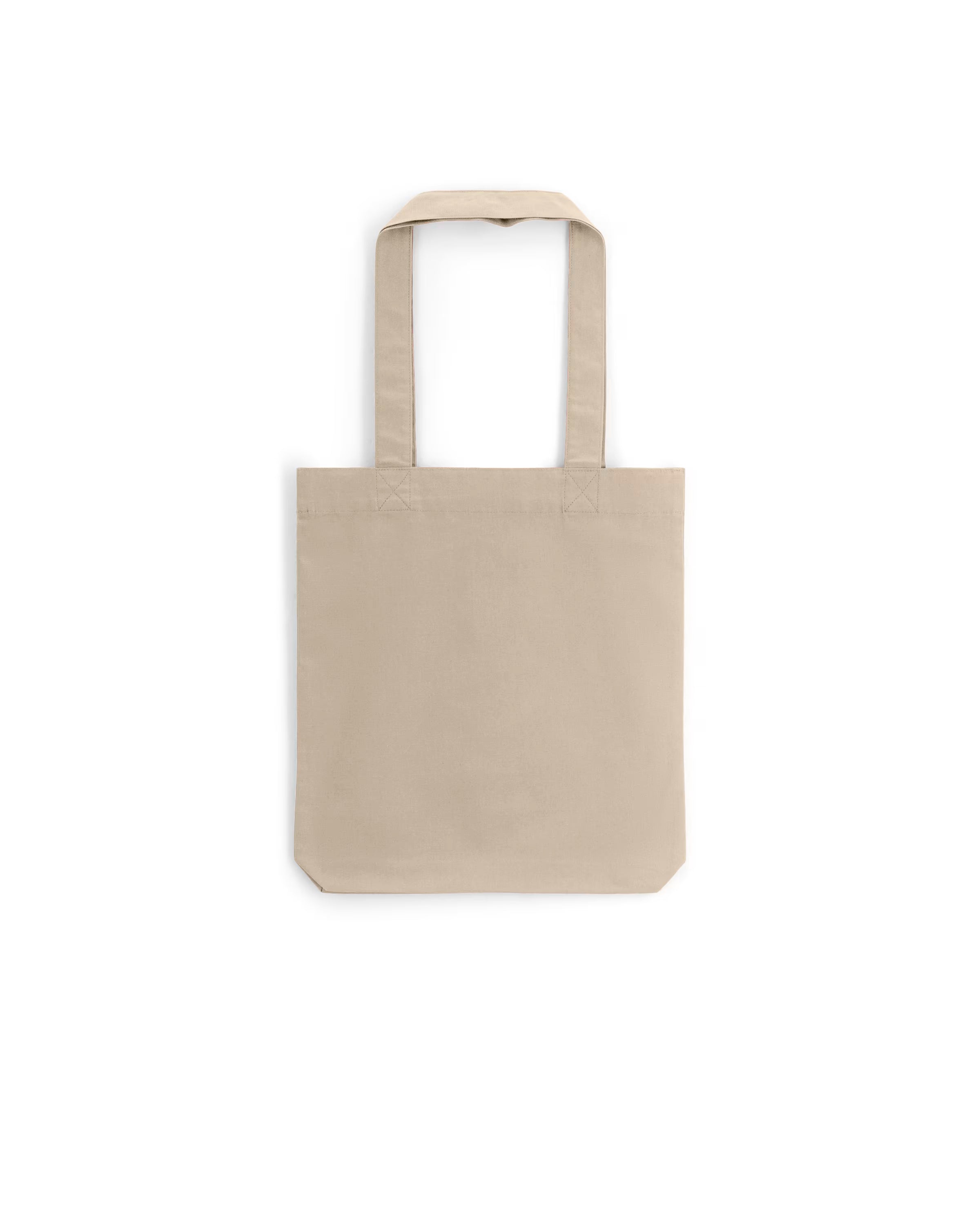 Beige unisex cotton tote bag on a white background