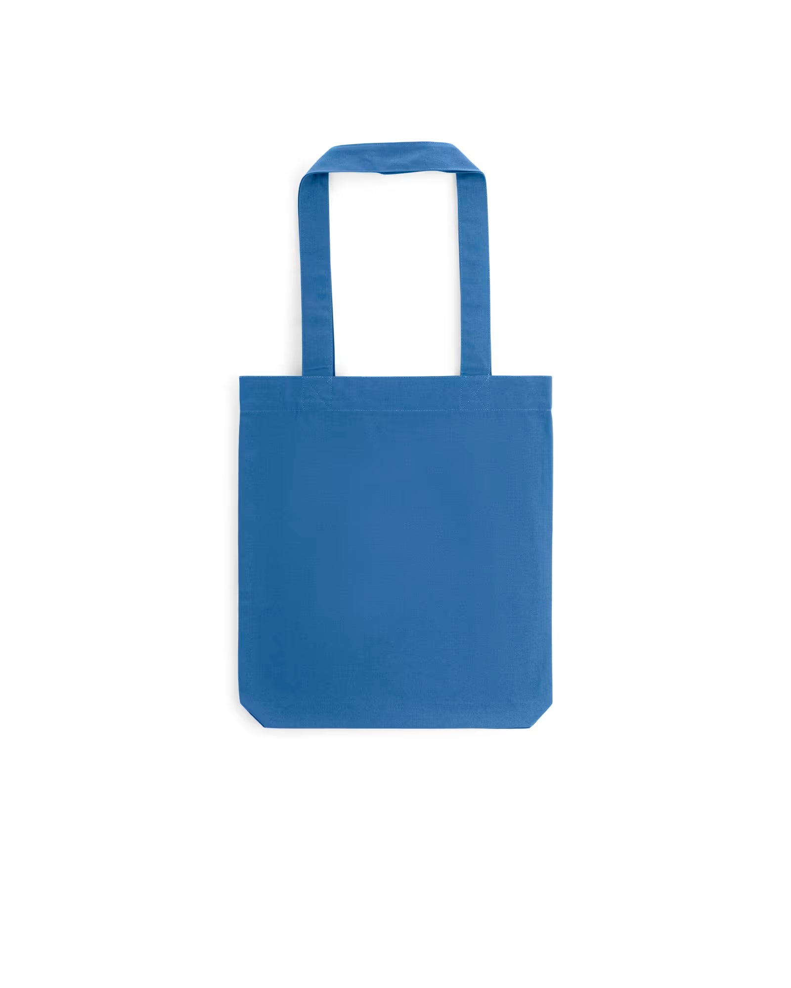 bright blue unisex canvas tote bag studio front view