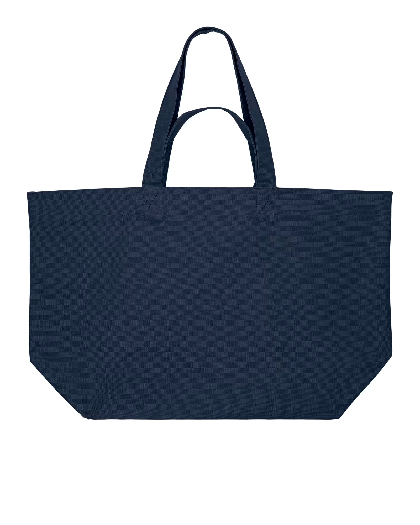 navy blue structured canvas tote bag studio front view