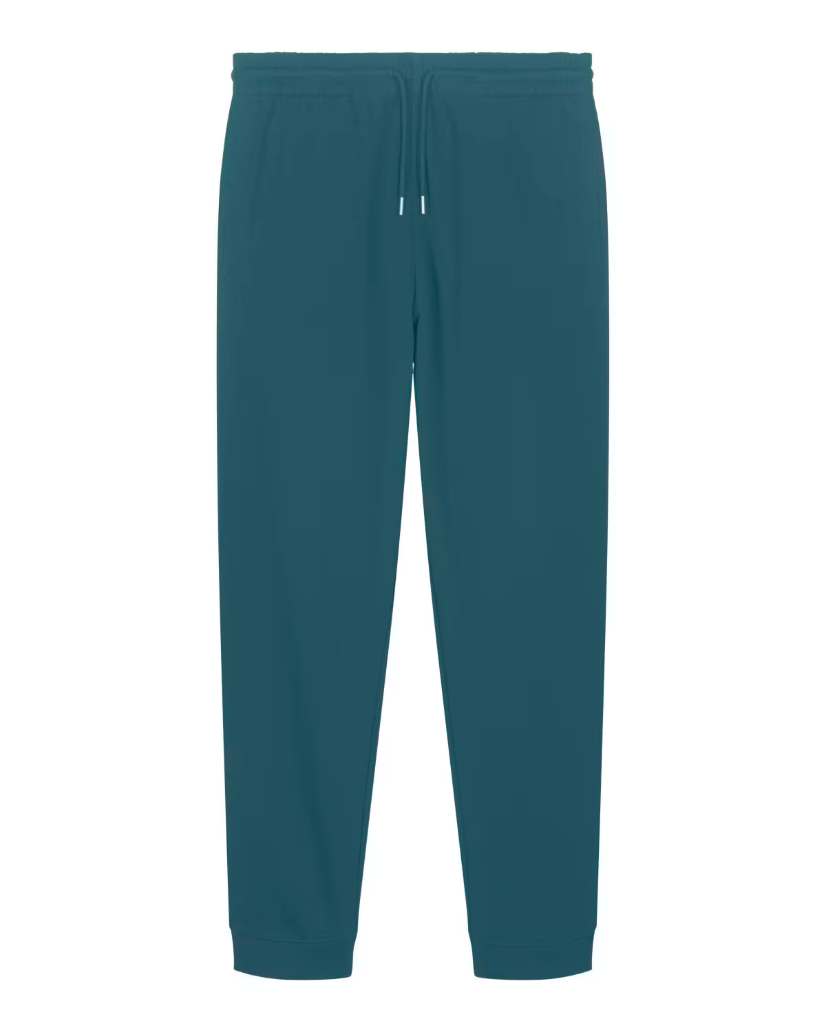 unisex deep green jogger pants front view, organic cotton eco-friendly merch