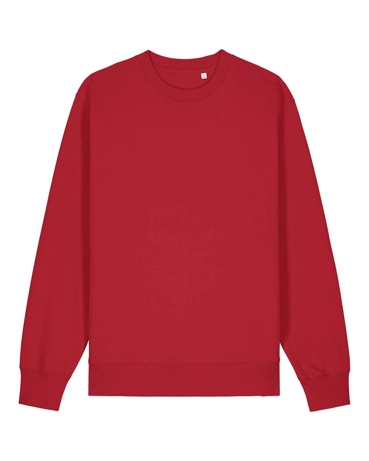 Red unisex cotton sweatshirt on a white background