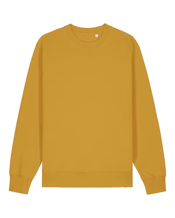 mustard yellow unisex crewneck sweatshirt flat front view