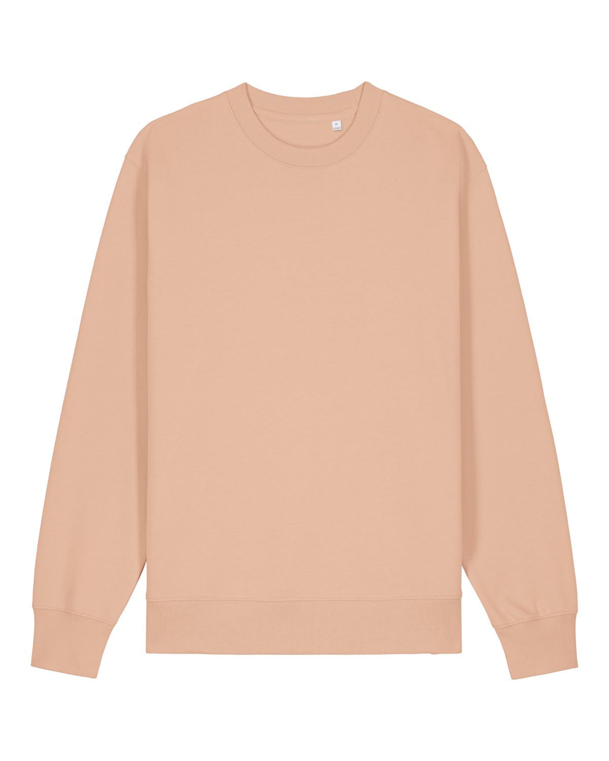 Beige unisex cotton sweatshirt on a white background