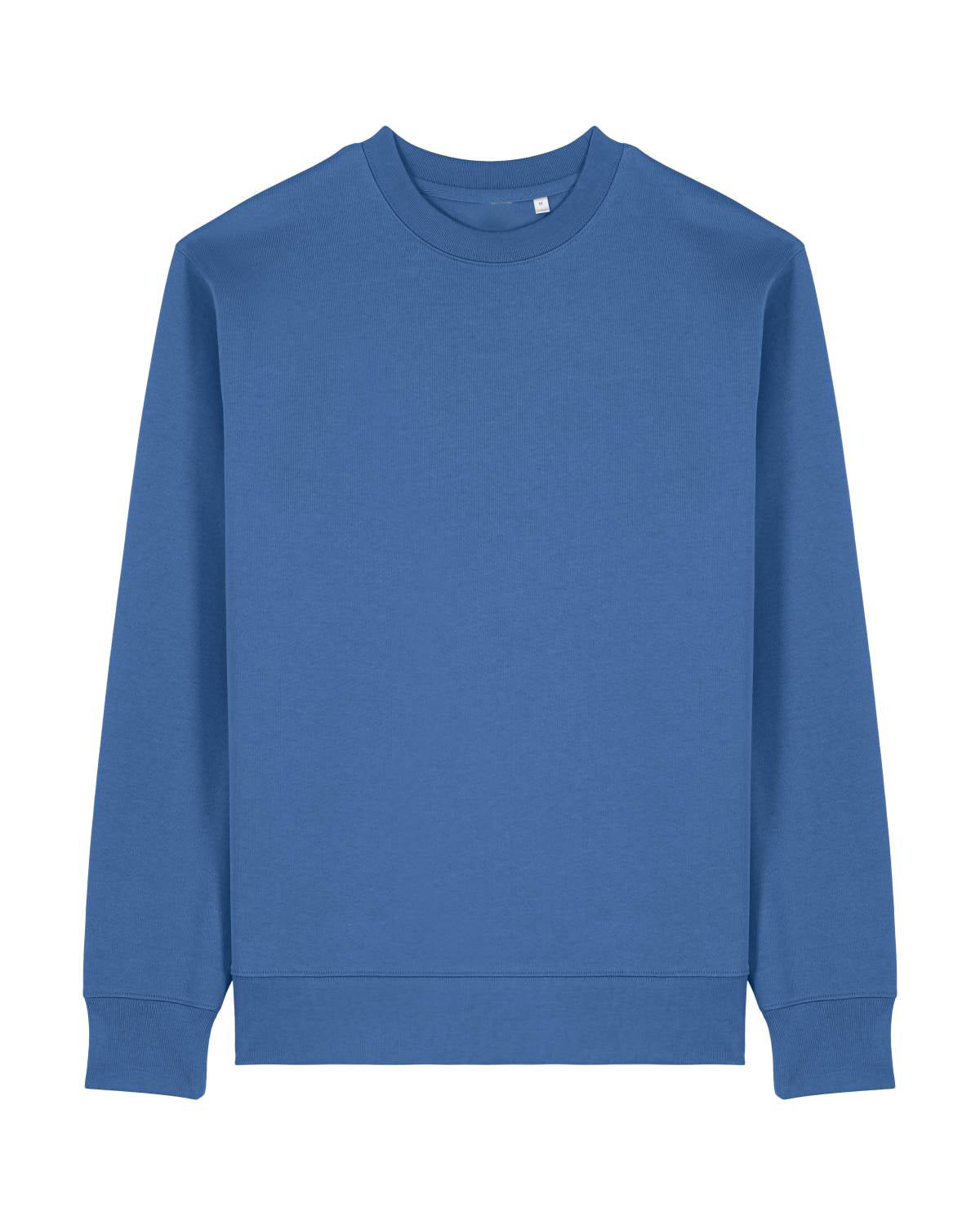Blue unisex cotton sweatshirt on a white background