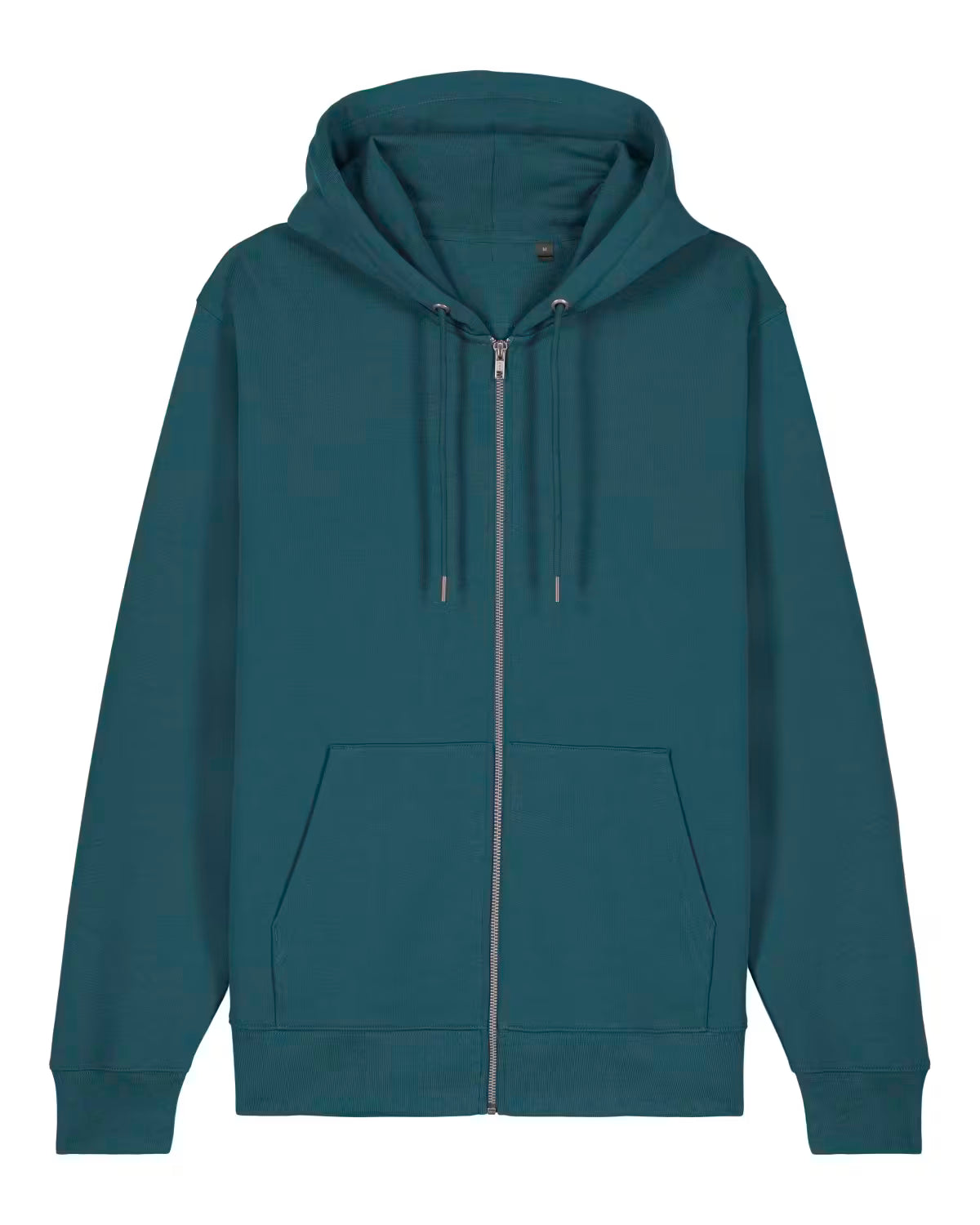 unisex cotton  Teal hoodie with a zipper on a white background 