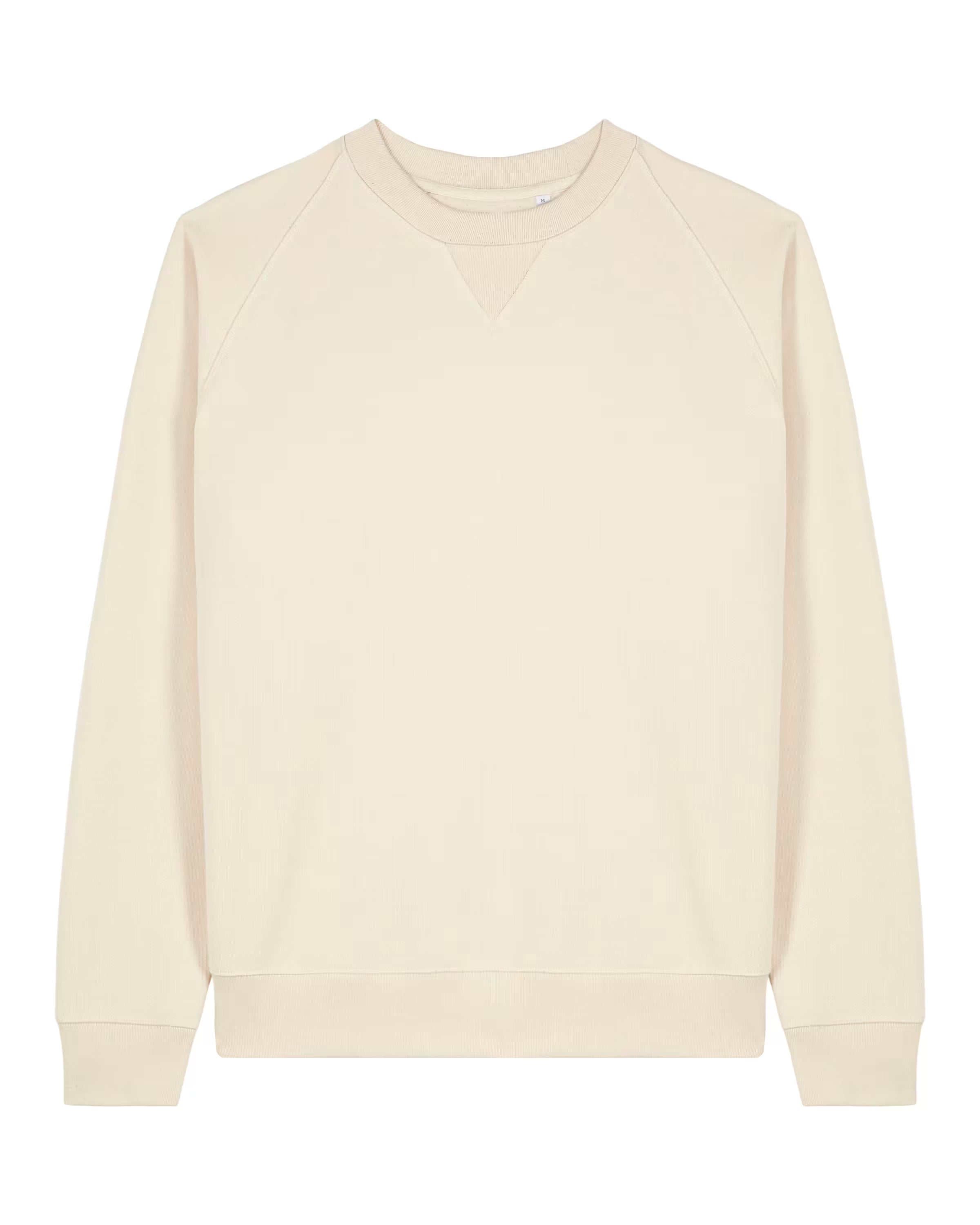 Beige unisex cotton sweatshirt on a white background