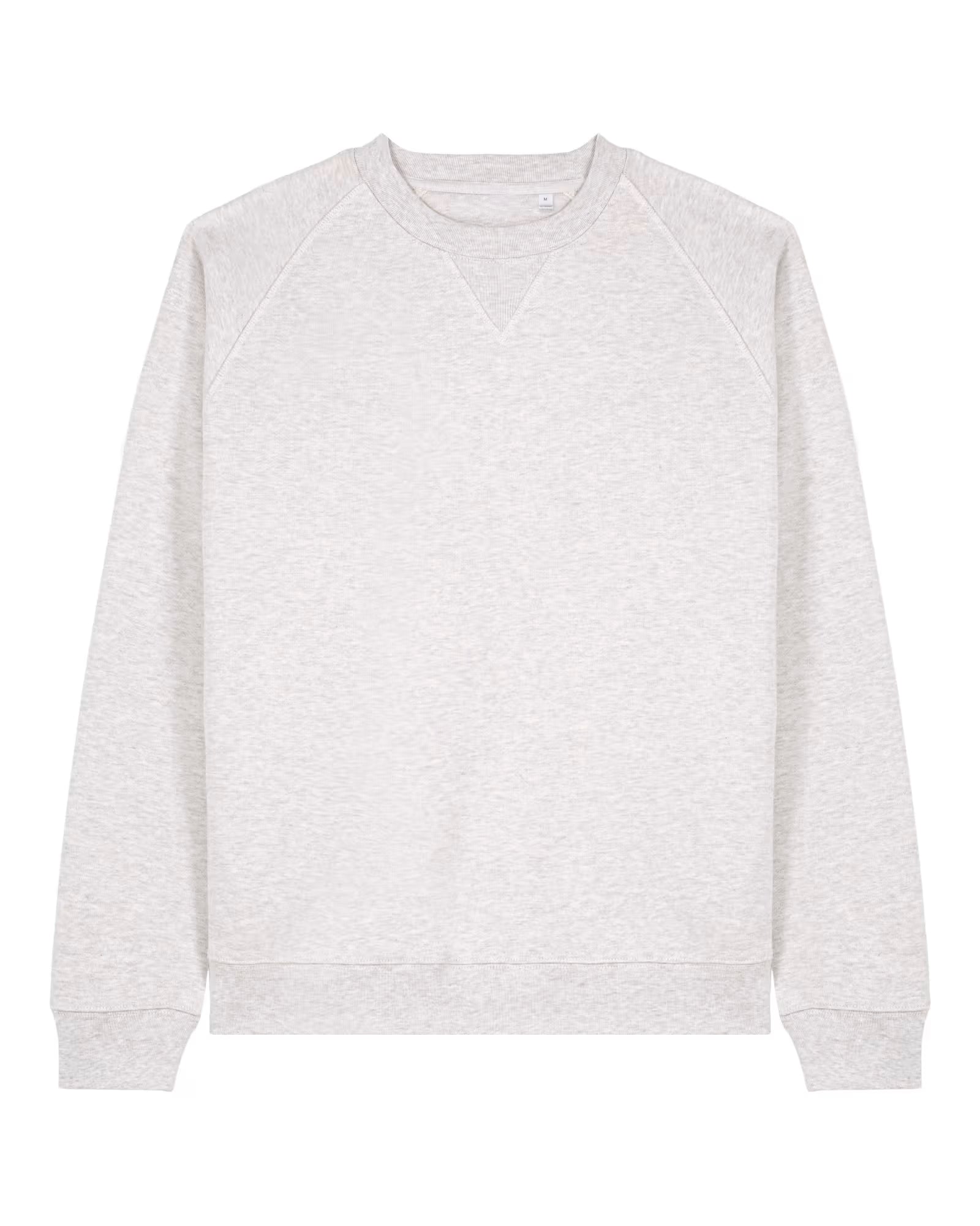 Front view of a white unisex cotton sweatshirt isolated on white background