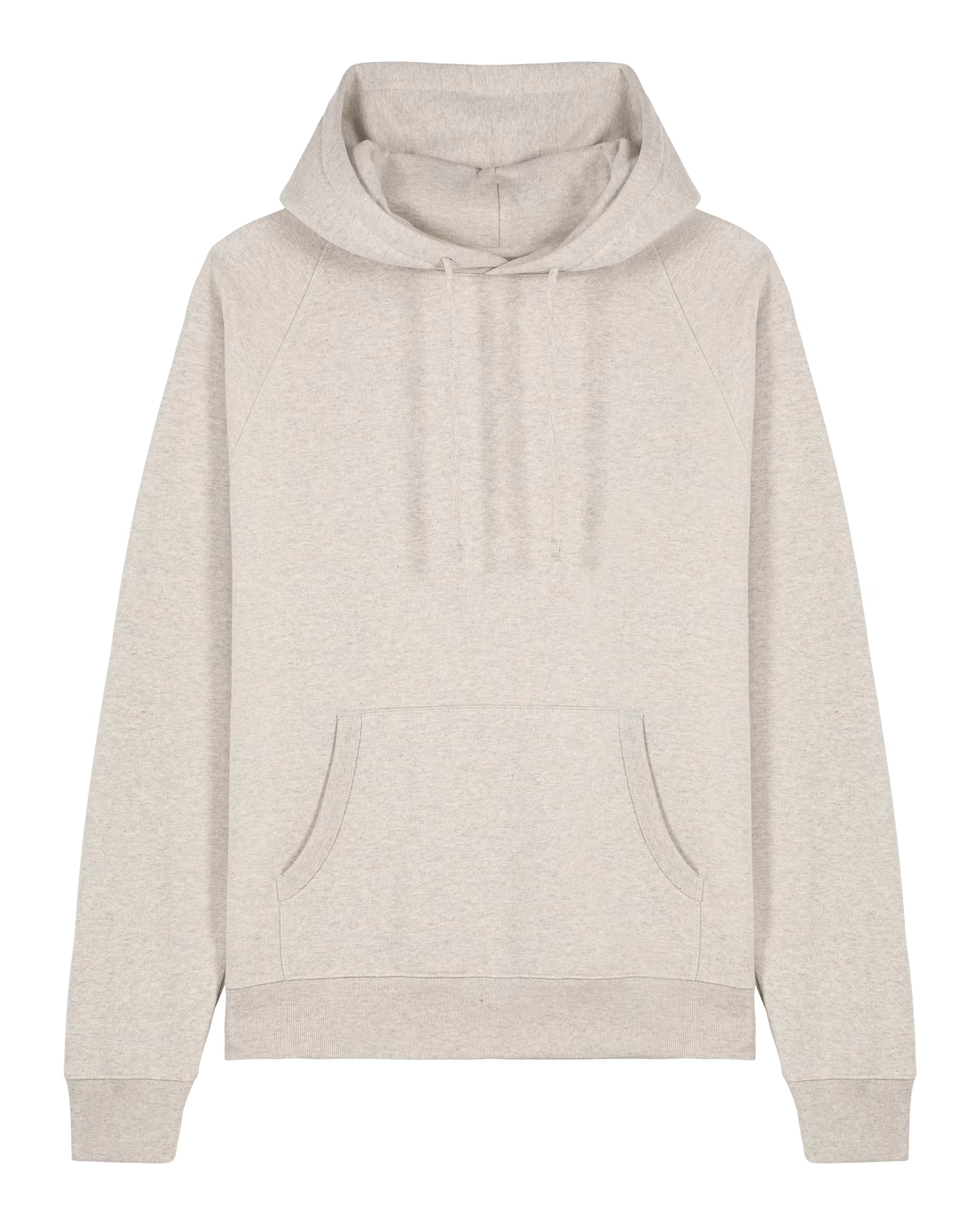 Beige unisex cotton hoodie on a white background