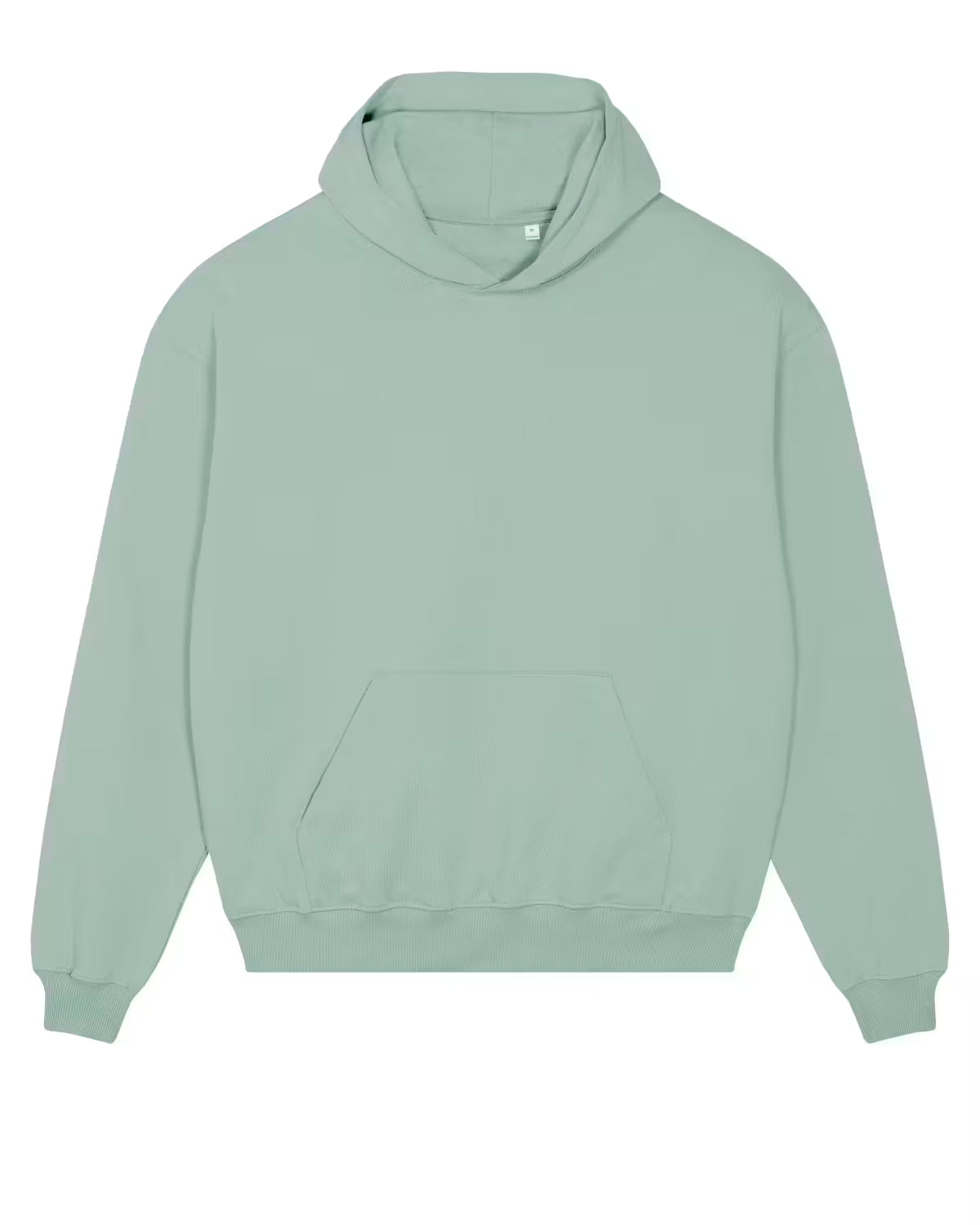 Front view of a mint green unisex cotton hoodie isolated on white background
