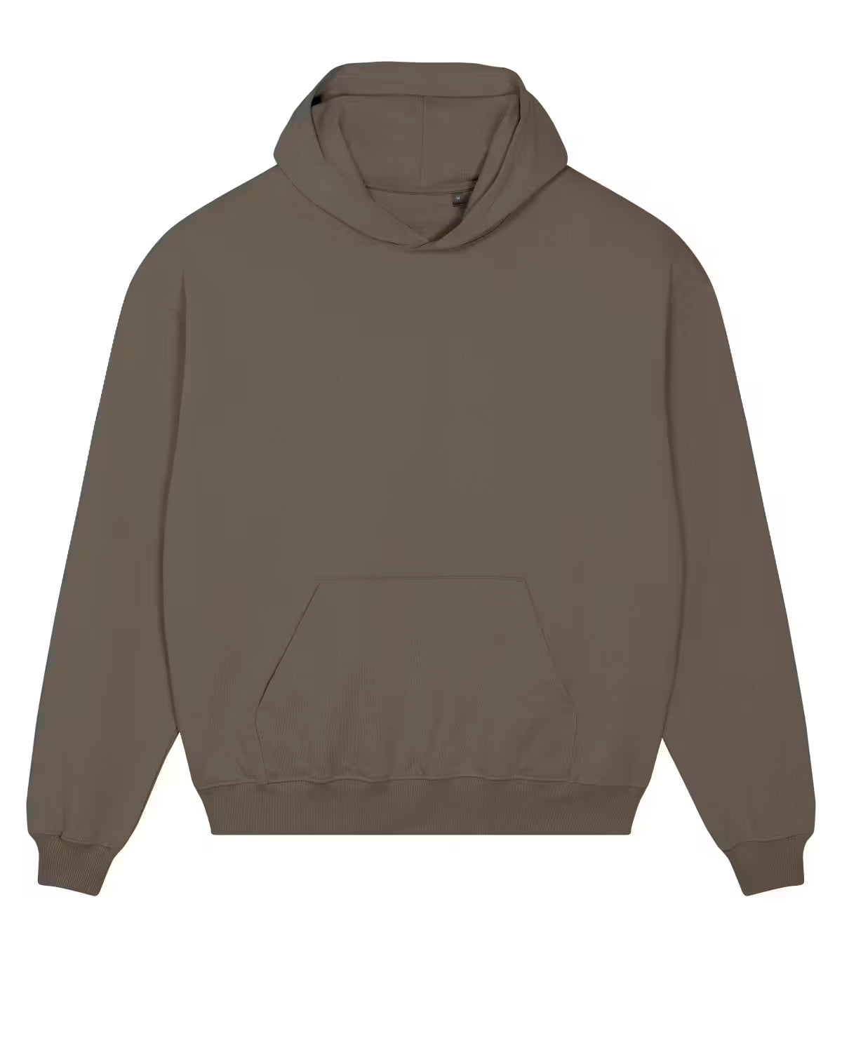 Front view of a brown unisex cotton hoodie isolated on white background