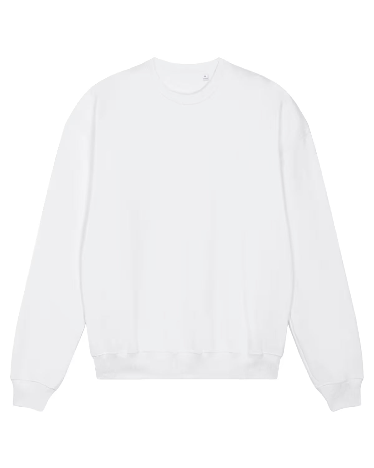 Front view of a white unisex cotton hoodie isolated on white background