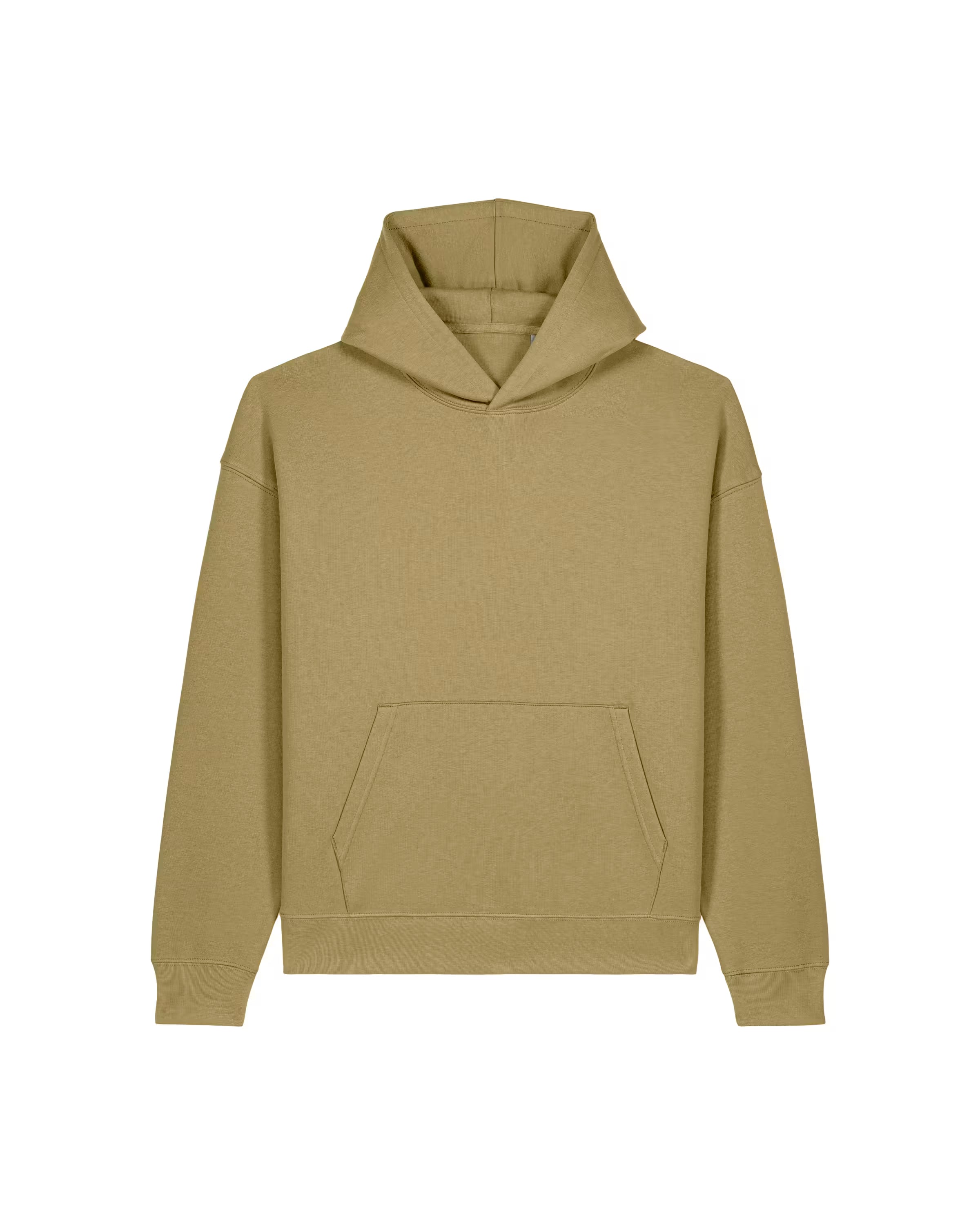 Olive green unisex organic cotton hoodie front view