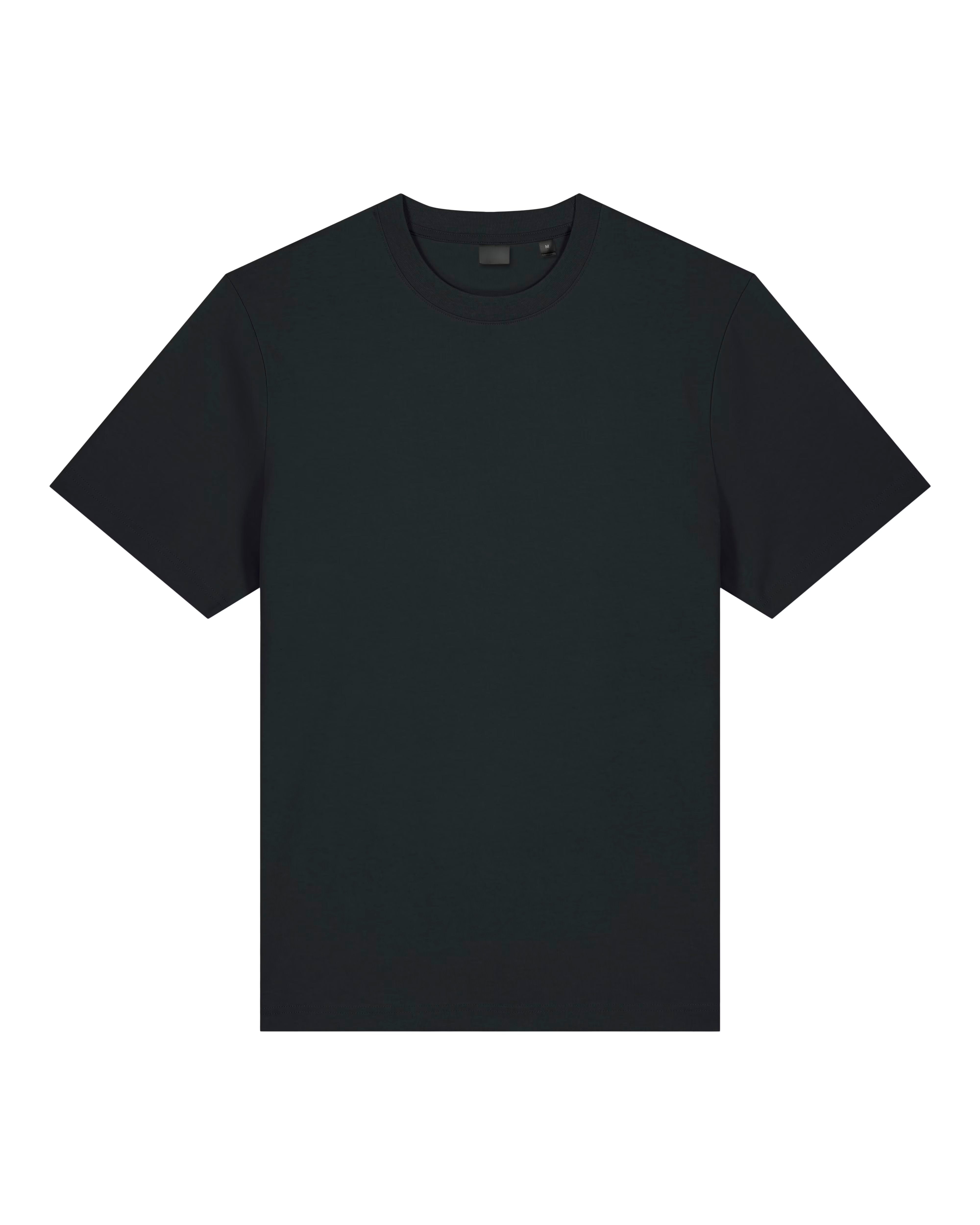 black unisex cotton t-shirt studio front view