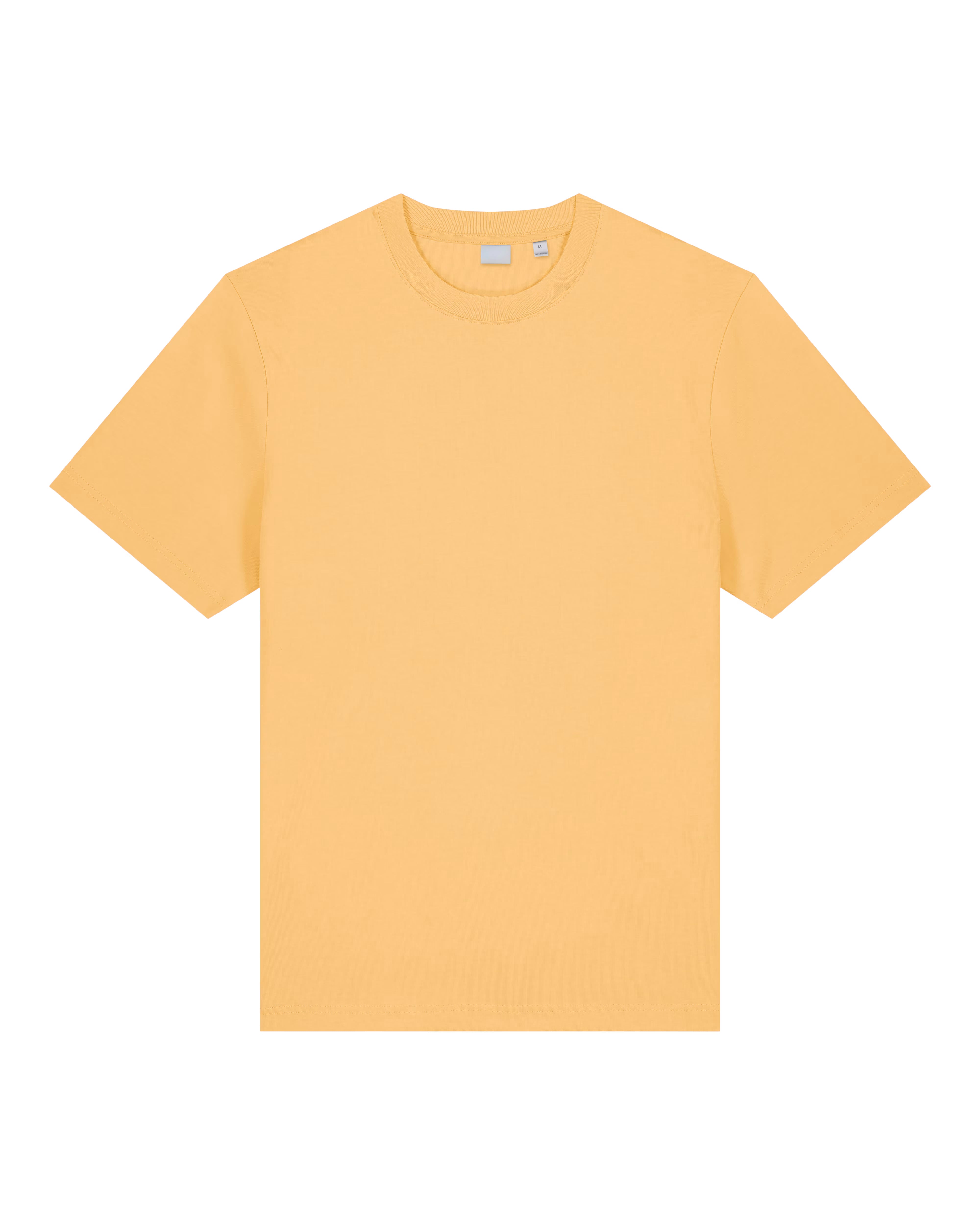 warm yellow unisex cotton t-shirt studio front view