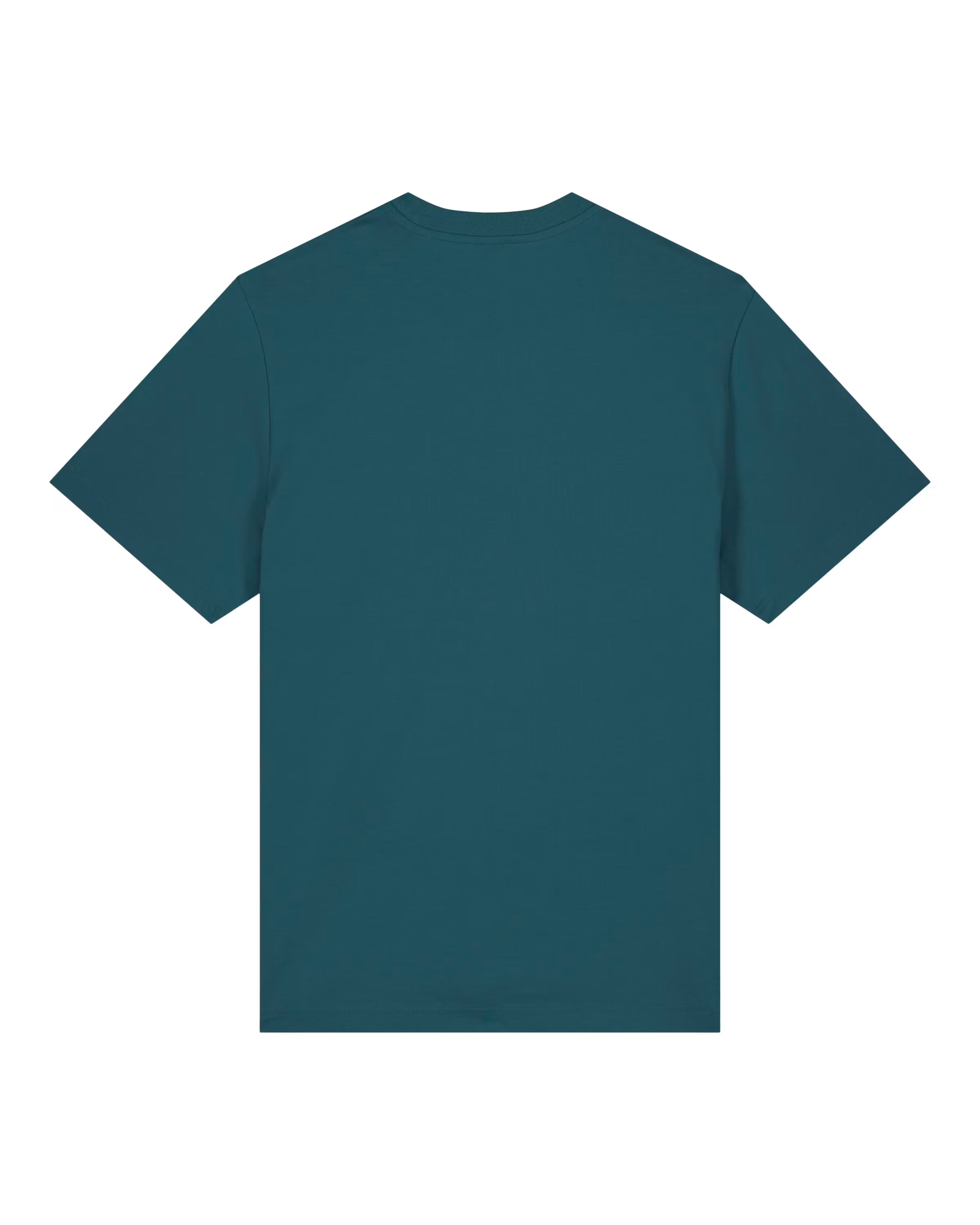 teal blue unisex cotton t-shirt front view, minimalist sustainable apparel