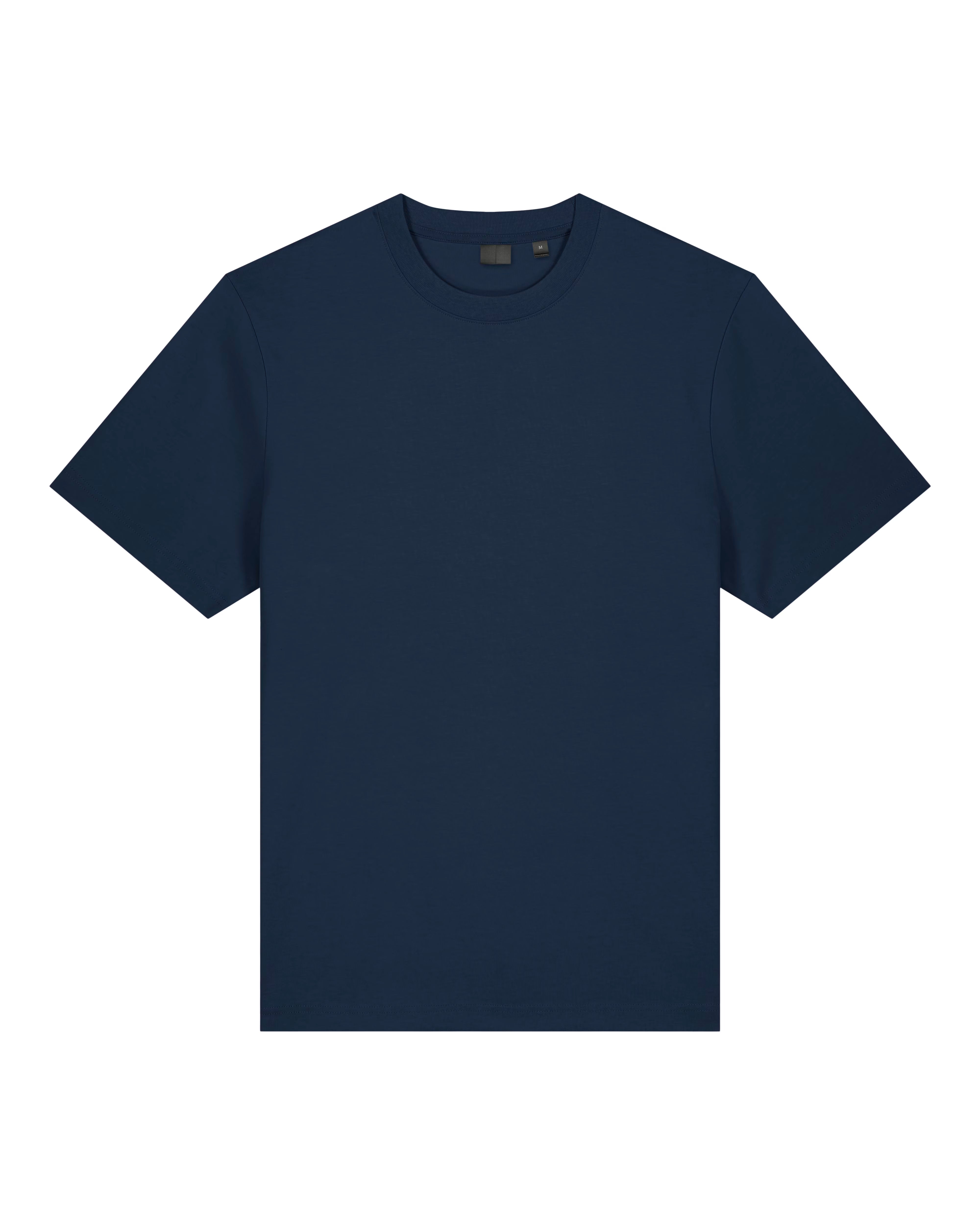 navy blue unisex cotton t-shirt studio front view
