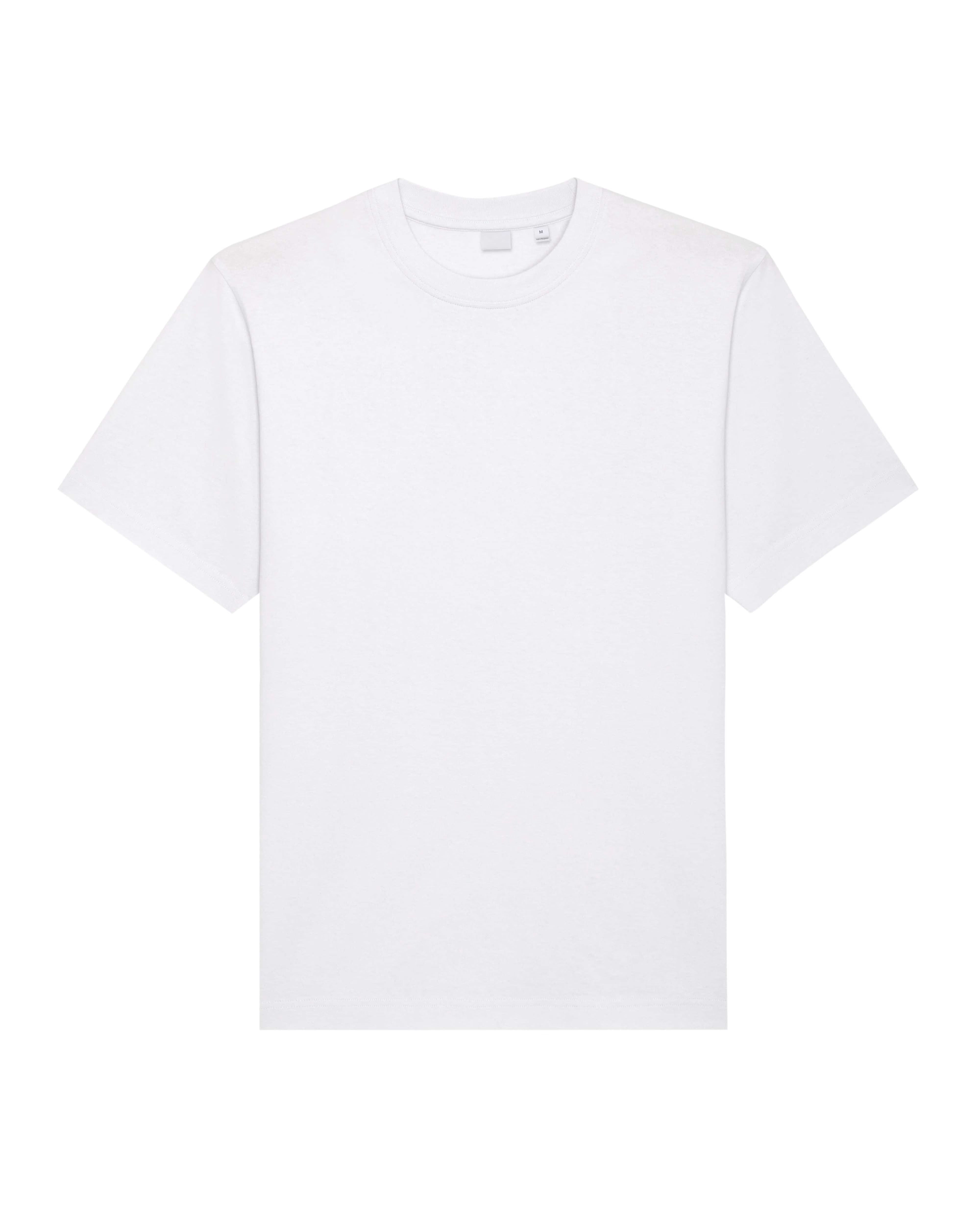 white unisex cotton t-shirt flat front view