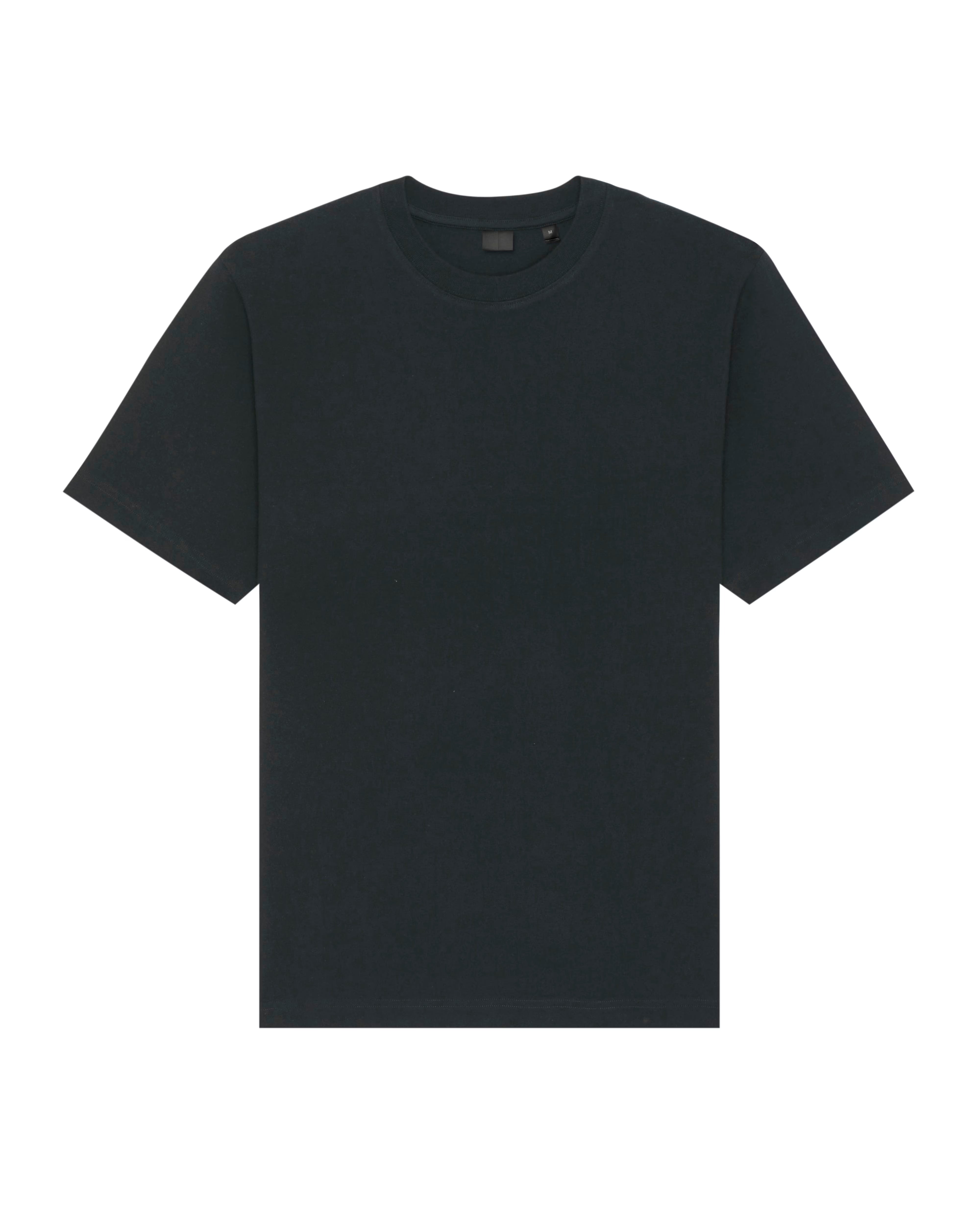 black unisex cotton t-shirt studio front view