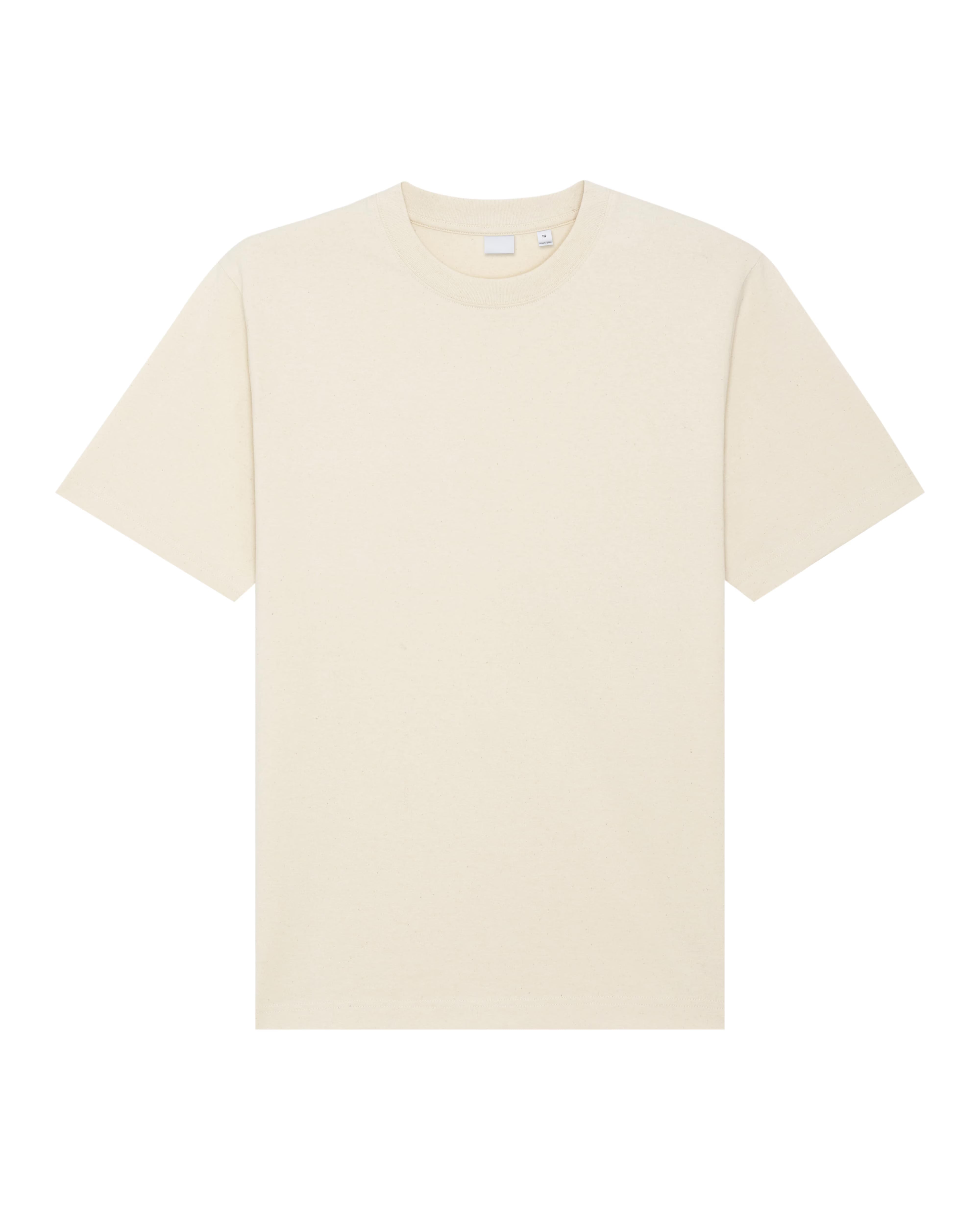 natural beige unisex cotton t-shirt studio front view