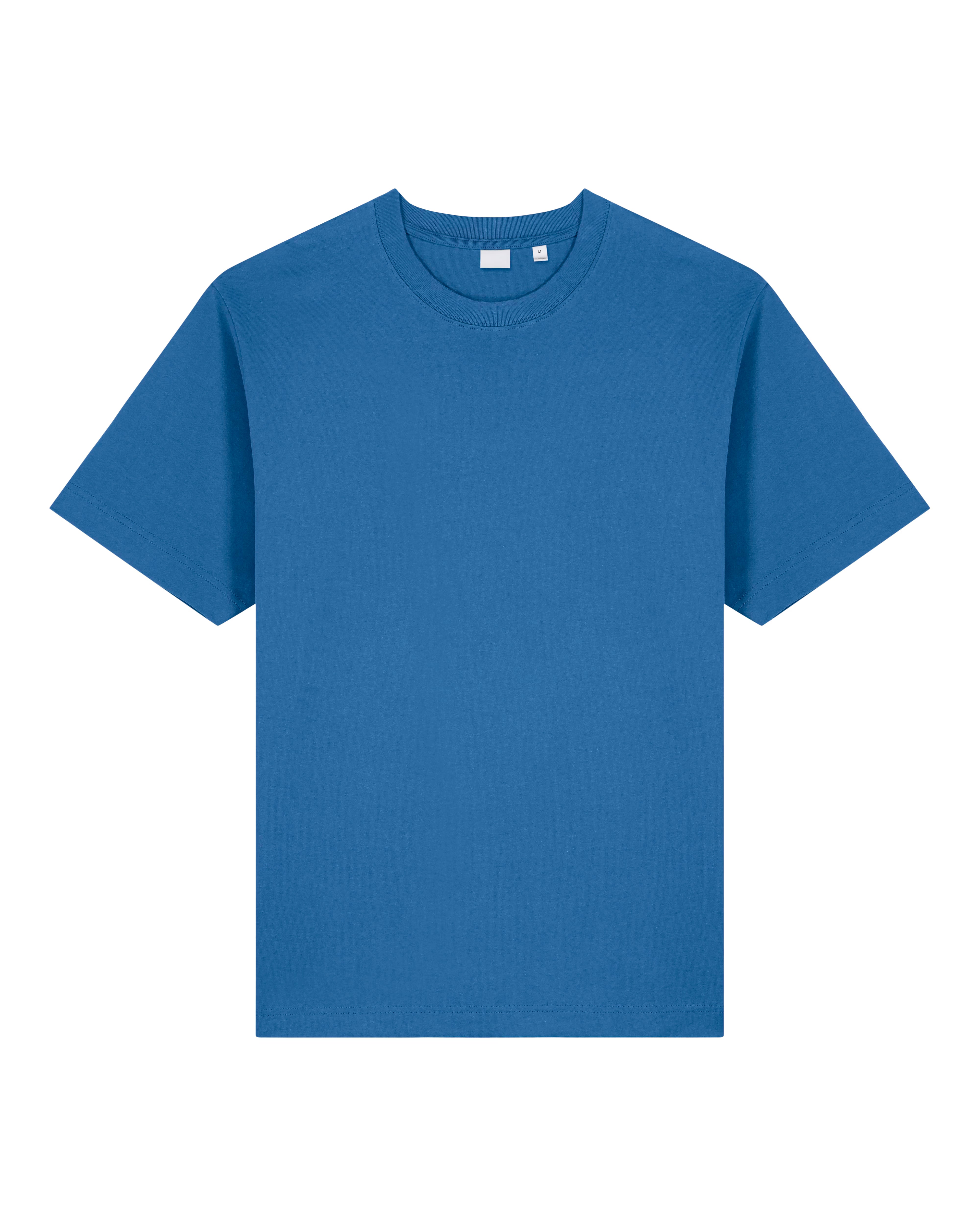bright blue unisex cotton t-shirt studio front view