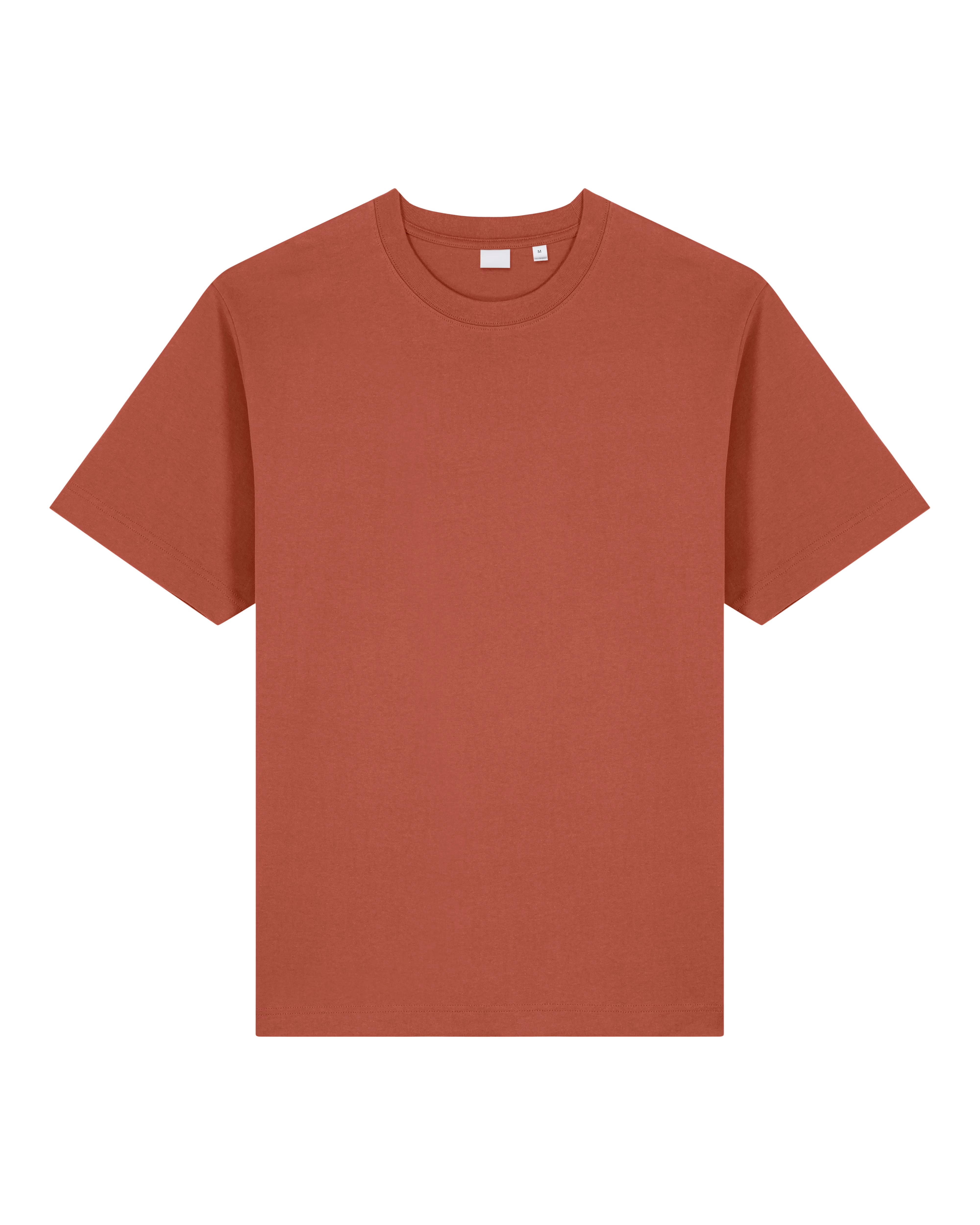 rust red unisex cotton t-shirt studio front view