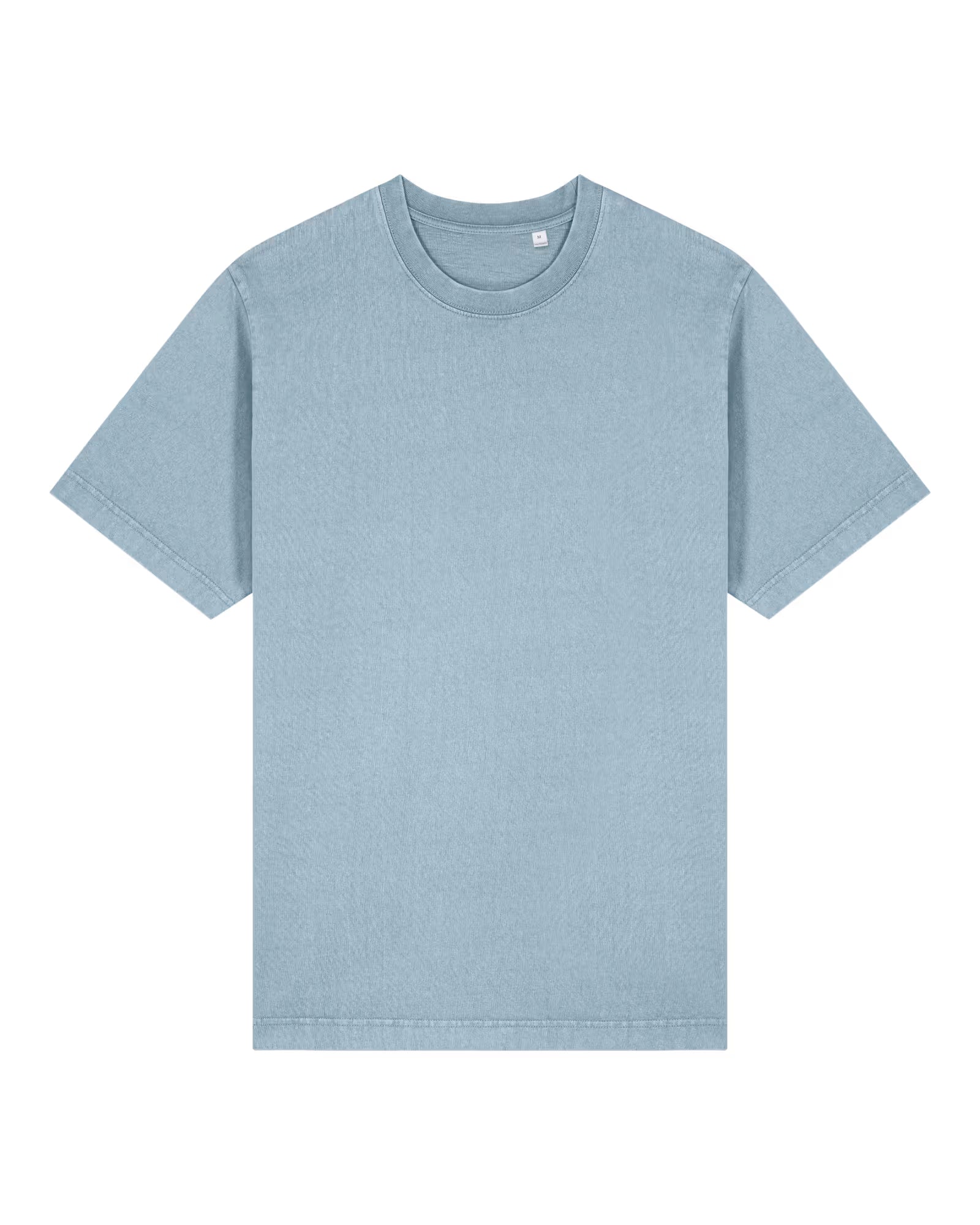 Front view of a light blue unisex cotton t-shirt isolated on white background