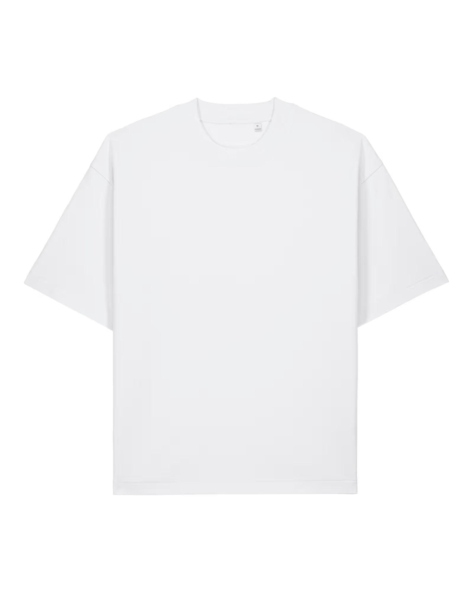 Front view of a white unisex cotton t-shirt isolated on white background