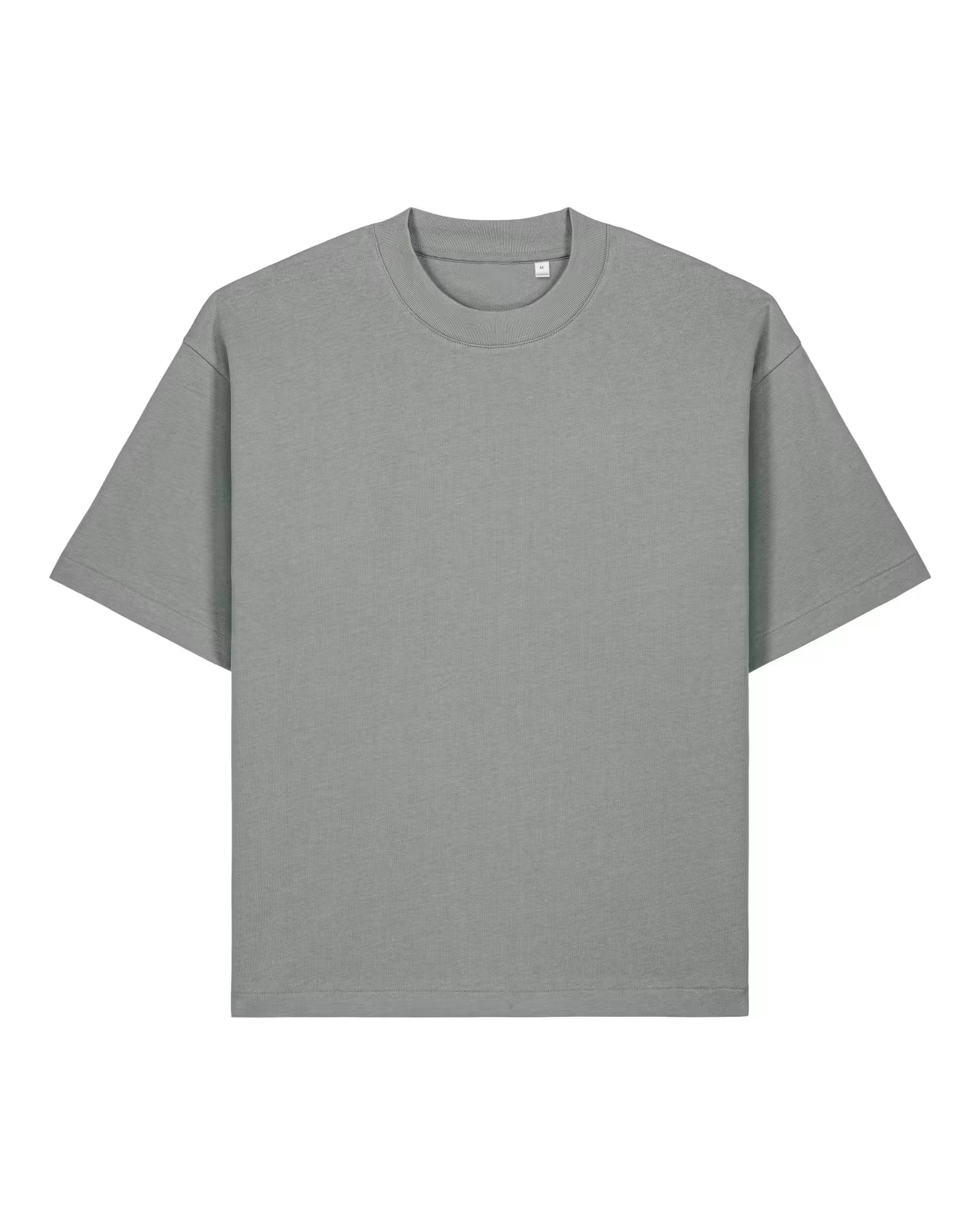 Front view of a grey unisex cotton t-shirt isolated on white background