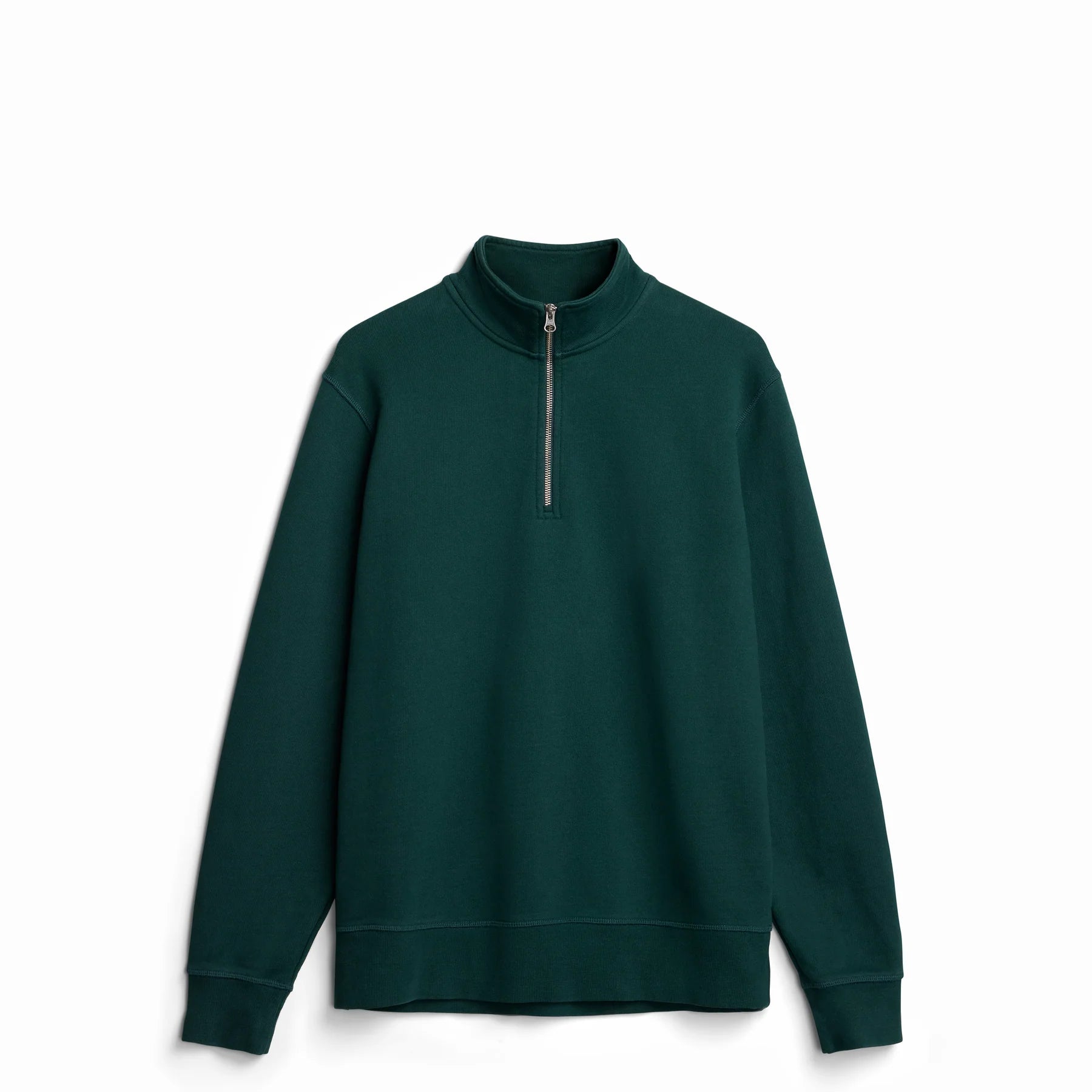 The Traveler Pullover forest green unisex quarter zip sweatshirt front view
